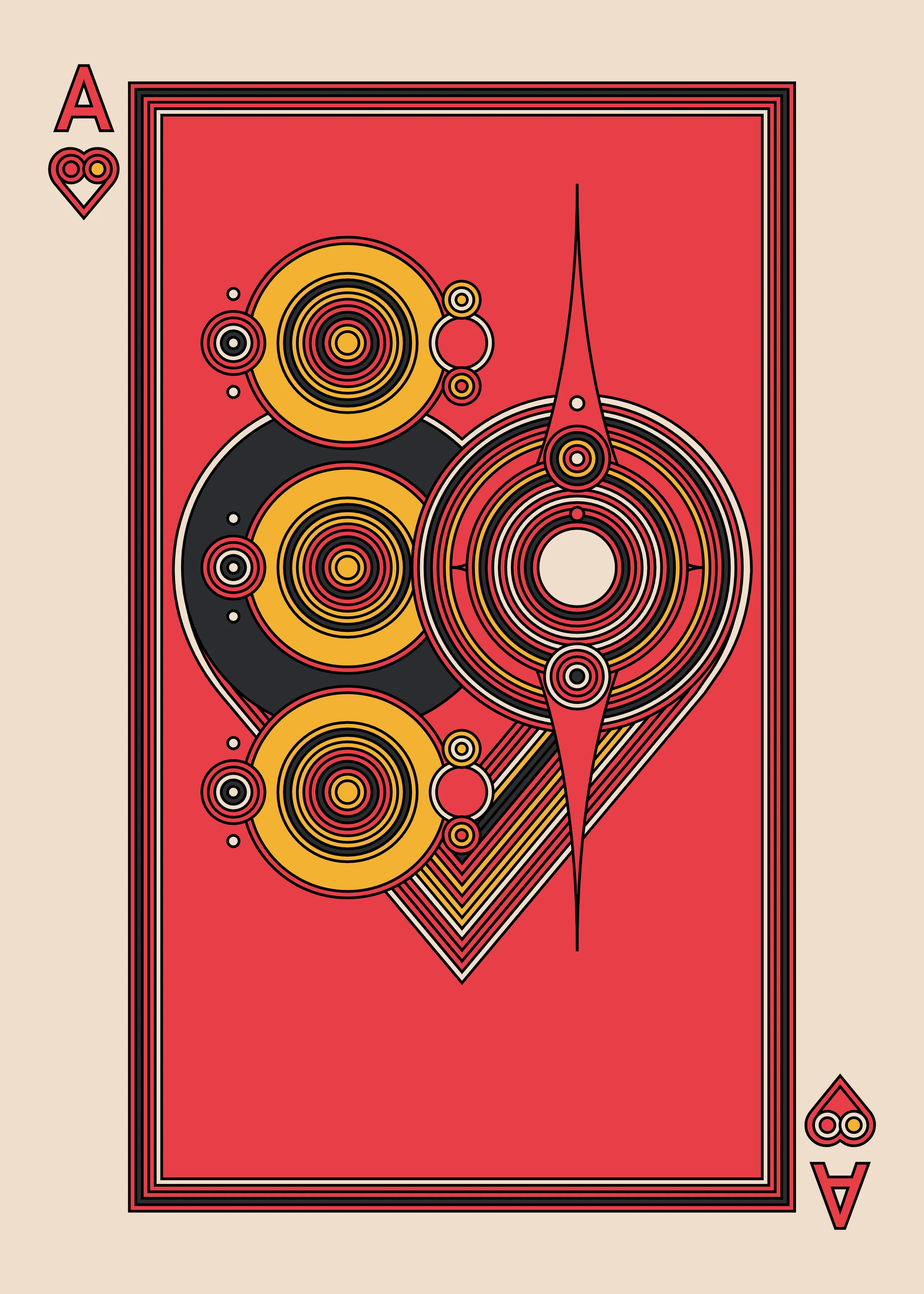 The Ace of Hearts for the Dark Deck.

The Eccentrics Playing Cards series includes two complete decks of generative art playing cards created using the Eccentrics algorithms by Radix. 110 cards total.

After the cards are minted they will be collected and published as physical card decks.

License: CC BY-NC-ND 4.0

3000 x 4200 pixels