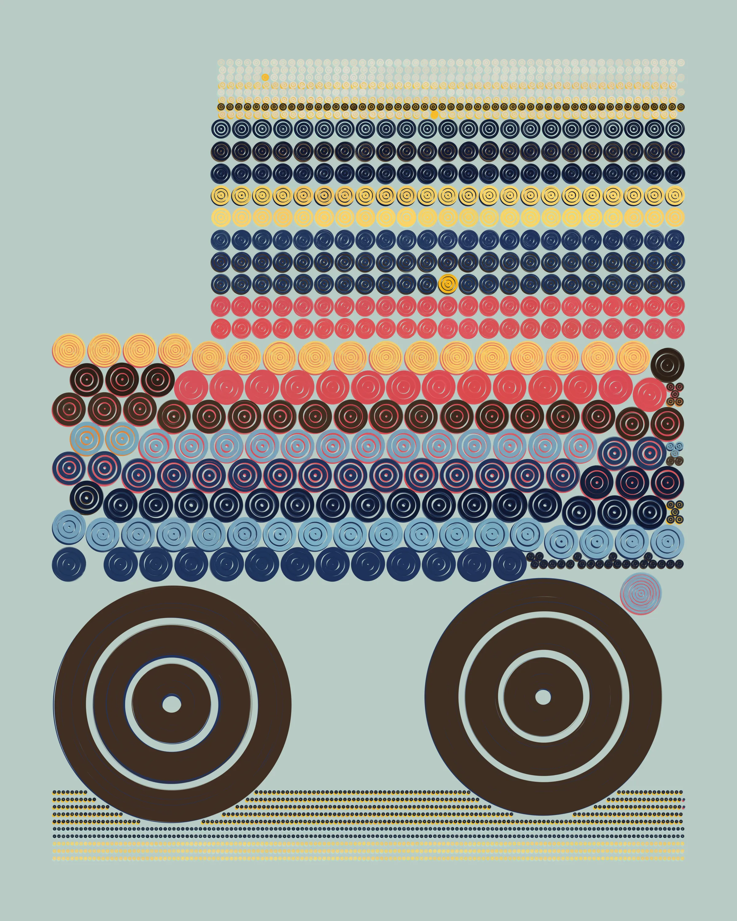 QQL is a collaborative experiment in generative art by Tyler Hobbs and Indigo Mané. This piece was co-created with 0xdD7c32D20c82Eb9BfC4AB4b160DF9649Dcd27F7e.