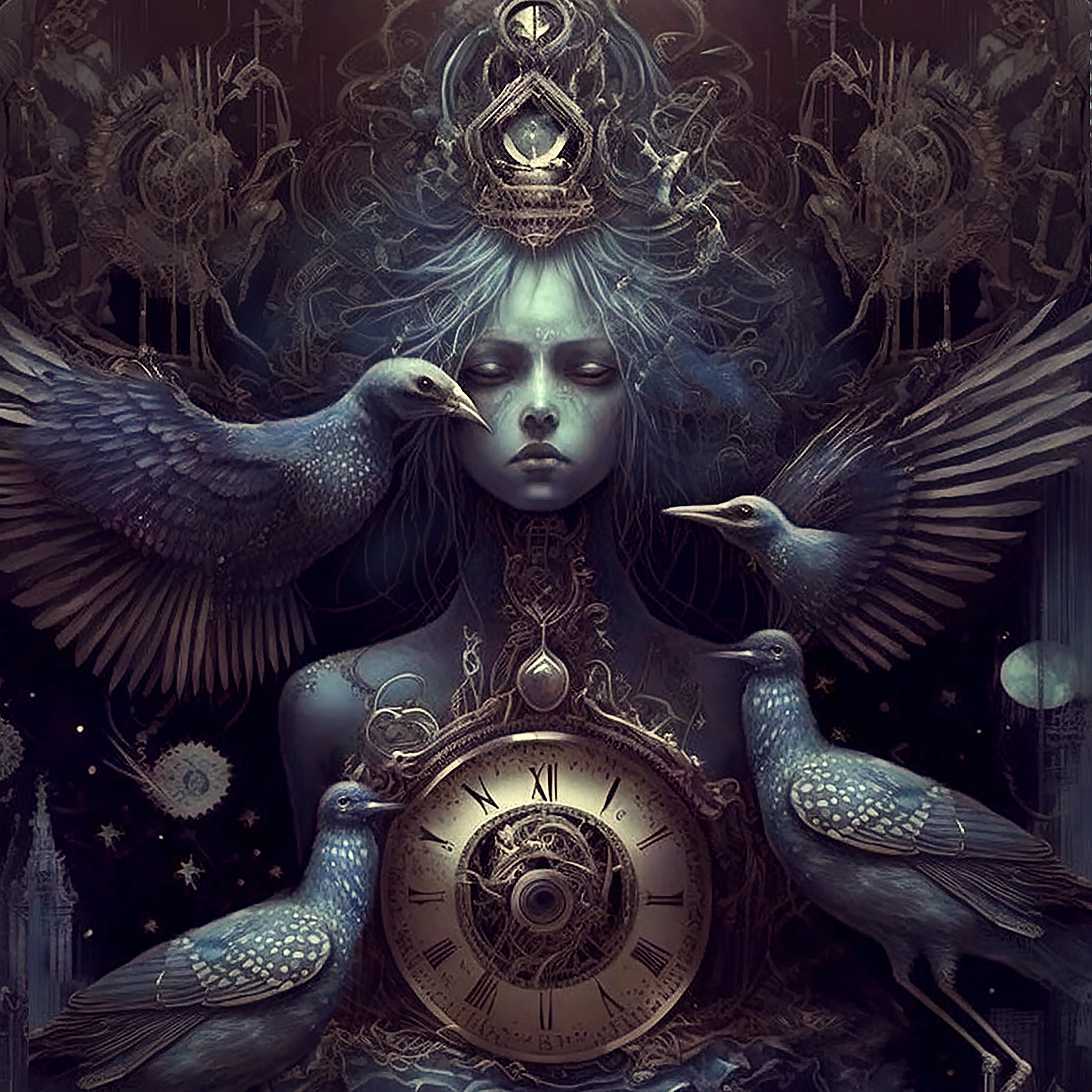 She is the clock. All that lives finds her. Birds trust when to fly south, when to find love and when their children must find their own way. Time waits for none. Embrace the time given to you.