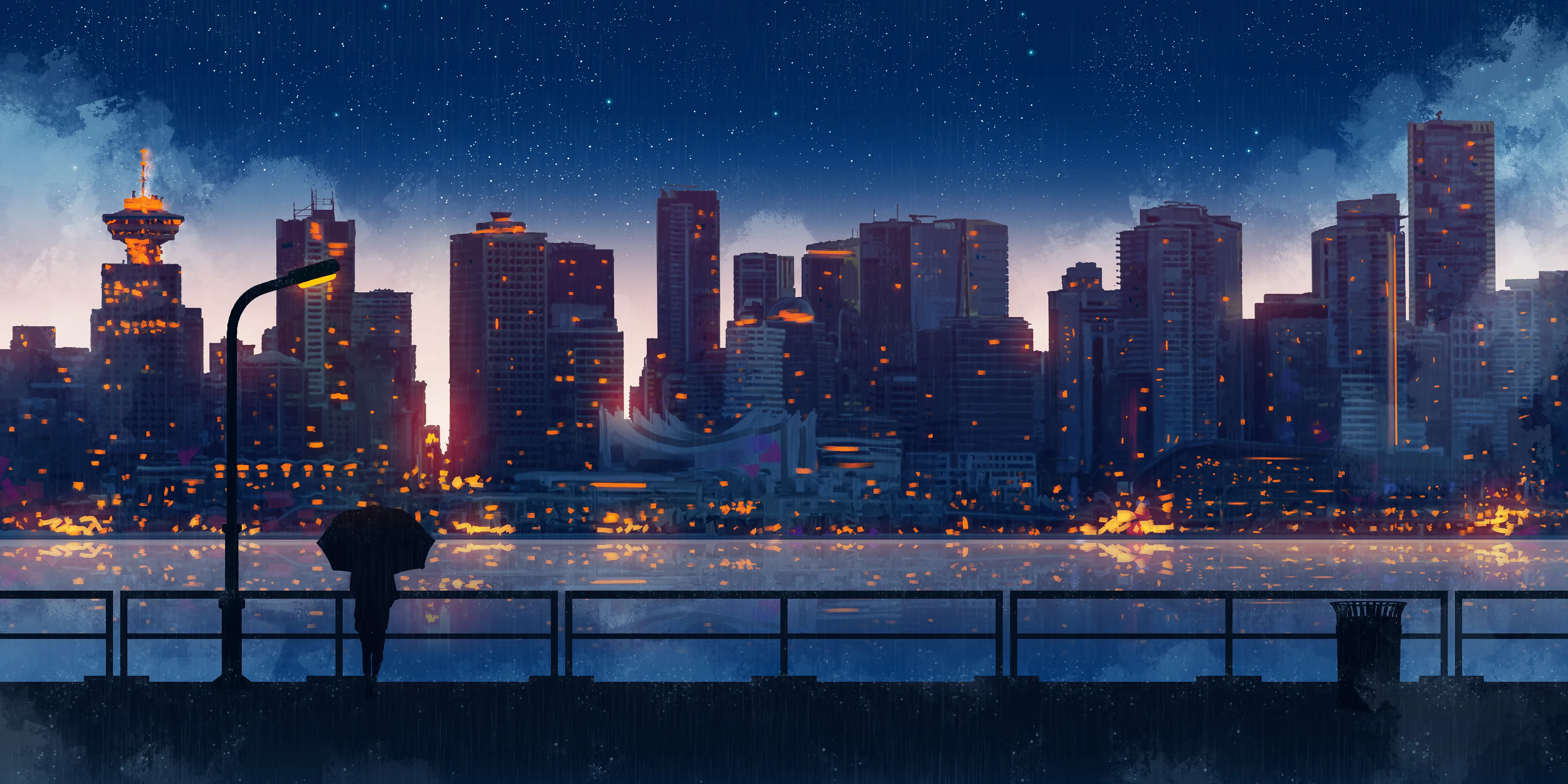 I love rainy weather. Especially when I'm home in some cozy blankets. This painting was based off of Vancouver's skyline.