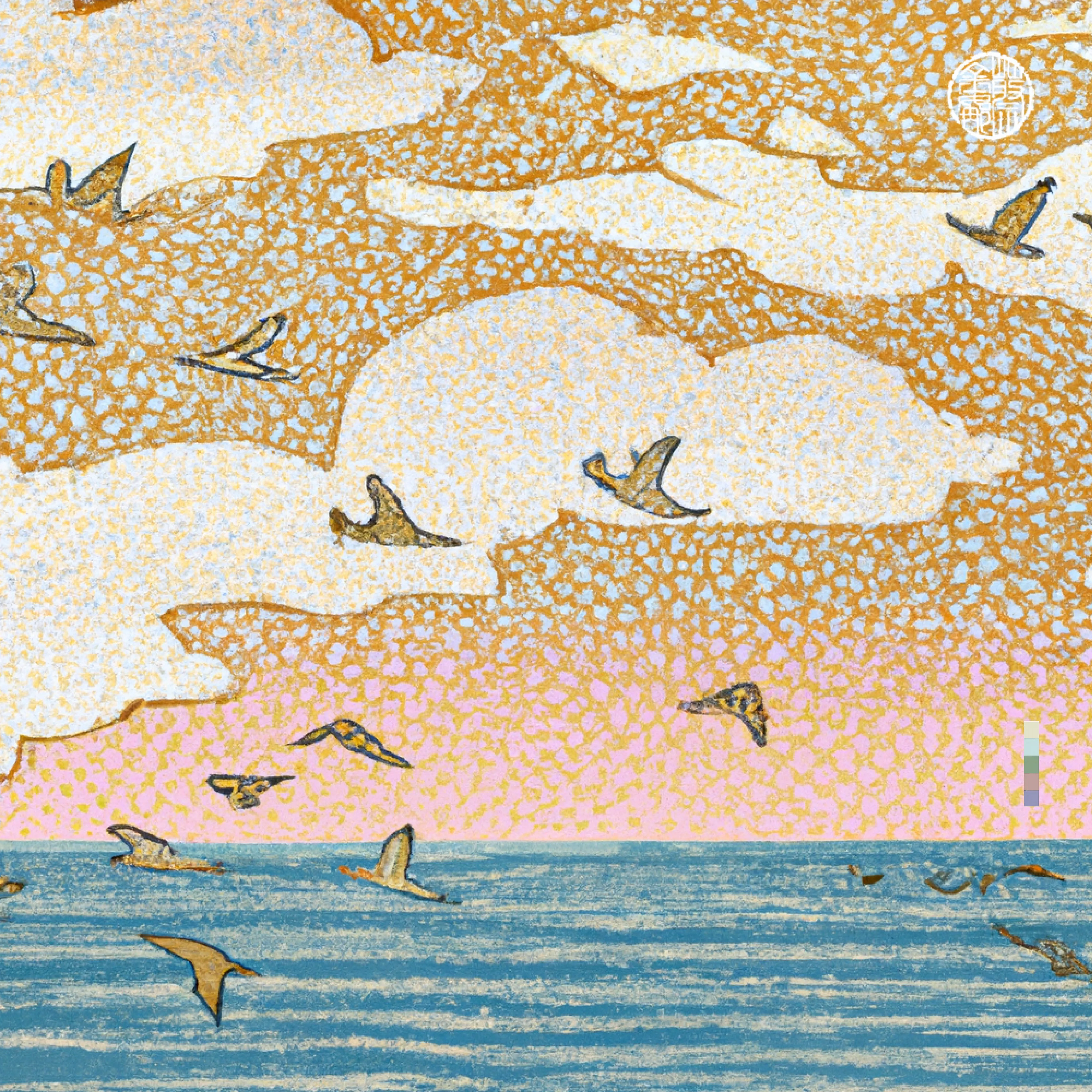 A collection where we look up… I live in a place of vast, ever changing skies, expansive ocean and abundant bird life. It is a rich, shifting beauty of atmospheric space and calming nature that I have the privilege to see every day.  This collection invites you to see the world through my eyes. “With no body worthy of offering, I long to present you the sky above. To hand over everything to you.” - Yumi Fuzuki · Love Georgina × DALL·E