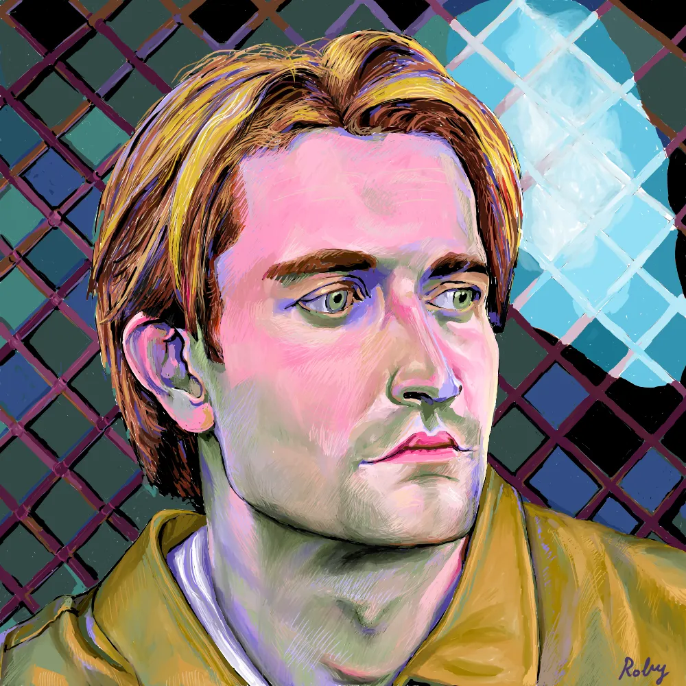 Artwork depicting Ross Ulbricht aka Dread Pirate Roberts.

Physicist and materials scientist, creator of the well-known darknet market website "Silk Road", early adopter of BTC and unjustly condemned to two life sentences.

"I am creating an economic simulation to give people a first-hand experience of what it would be like to live in a world without the systemic use of force."

For this portrait I used an old photo of Ross, I hardened the subject's traits and represented them leaner to make him closer to his current condition. Even the look is saddened and generally more introspective to underline his state of imprisonment. The background represents the fence of a prison structure that seems to be impenetrable, the color palette of the background refers to the colors used for the face. In one point of the fence there is a gap from which you can see a glimpse of the sky suggesting the possibility of a way out.

Edition 1/1 NFT by Siapou.
Created on CSP 1000x1000 pixels, 300 dpi.