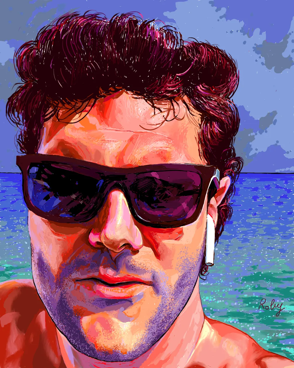 Portrait of the unique and inimitable Size Chad "The Giga Chad behind your busted stops". His thick hair is the envy of Kuwabara's pompadour, his statuesque physique and his power are on a par with Toguro and, just like Hiei, he has a third eye that allows him to be the undisputed king of trading. Always impeccable in every situation, he is also known for his refined taste and extreme elegance. 

Edition 1/1, 1024x1280, 300dpi, realized in 2021 by Siapou.