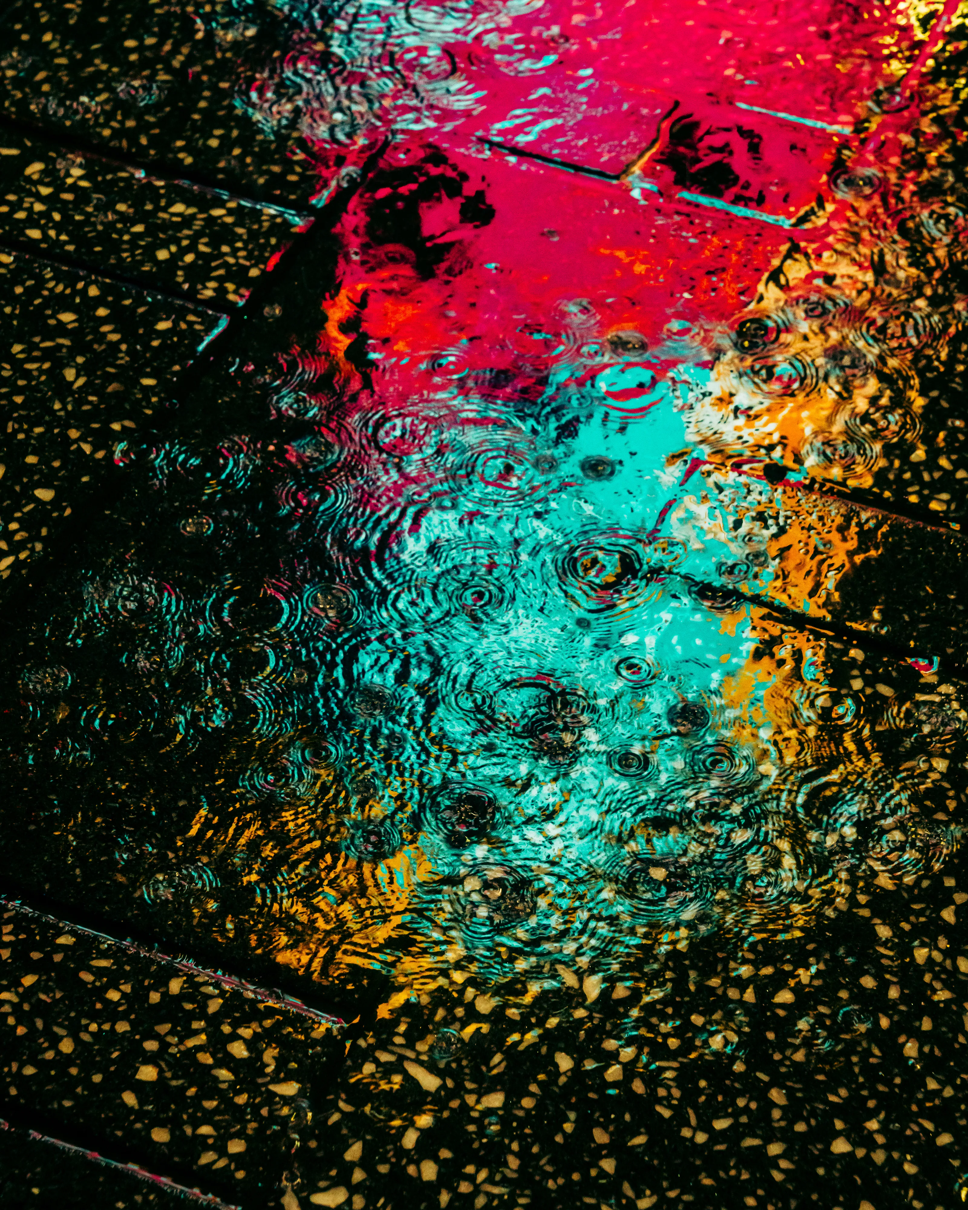 Drip Drop is an ode to the generative beauty of a universe unwinding. 1111 1/1 photographs of rain hitting puddles in Times Square, New York City. Rarity is determined by machine vision detecting a wide range of variables.