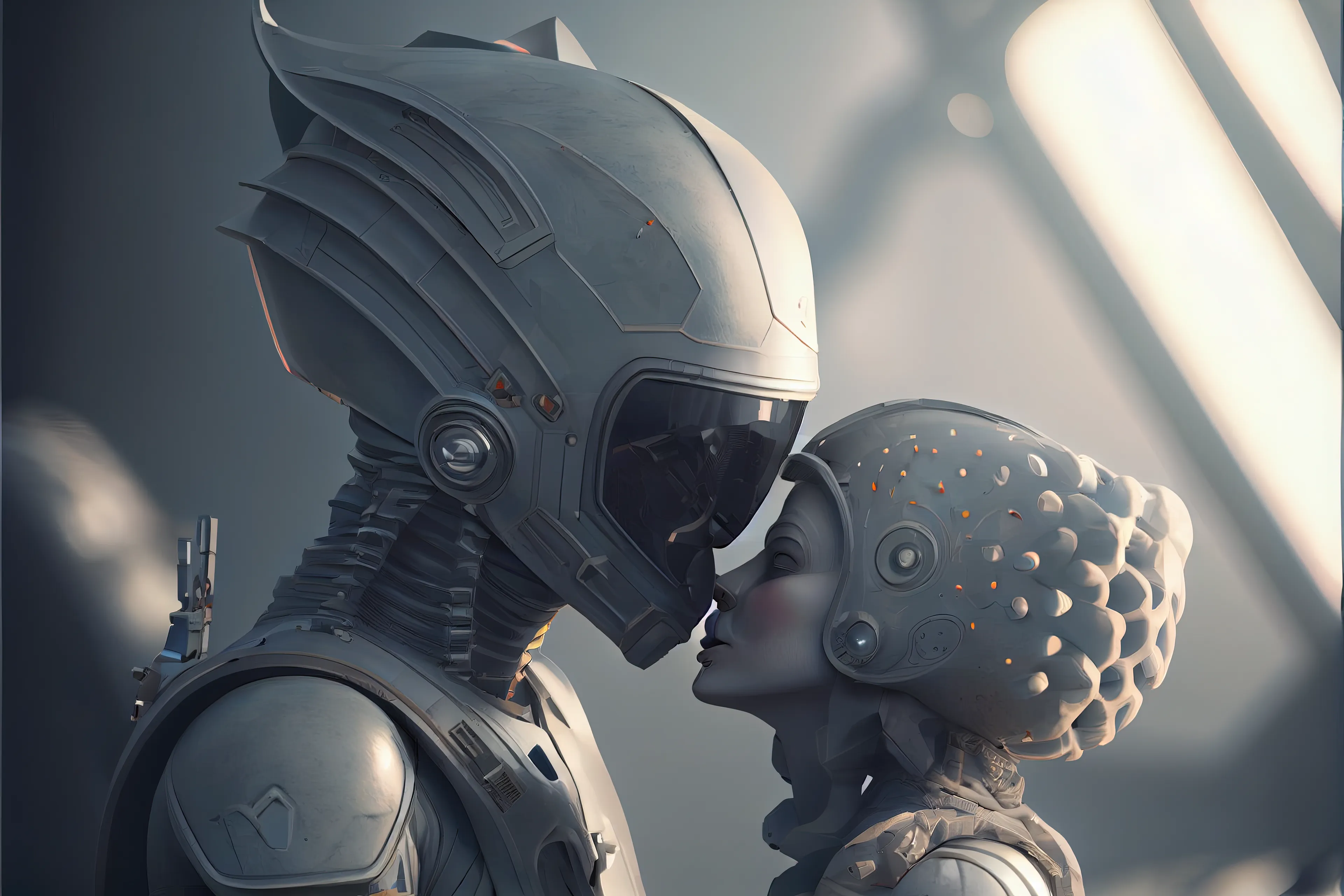 Using AI to rediscover a sense of affection and intimacy in a sci-fi environment in the near future. Humans will be humans now and then.

Spatial Kiss II - Alien kissing human.