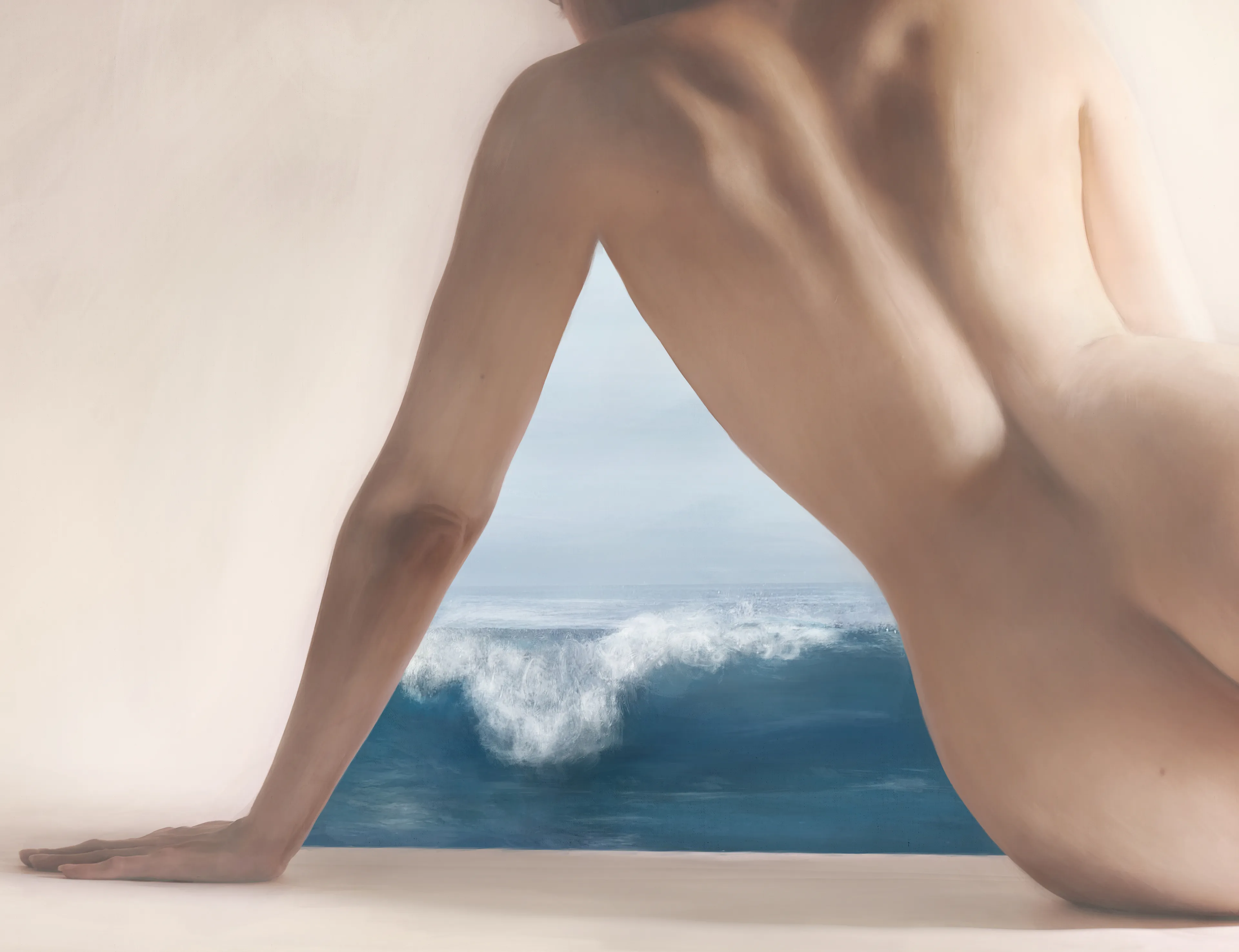 Dive into her Wavy World 
Digital oil paint on Photograph