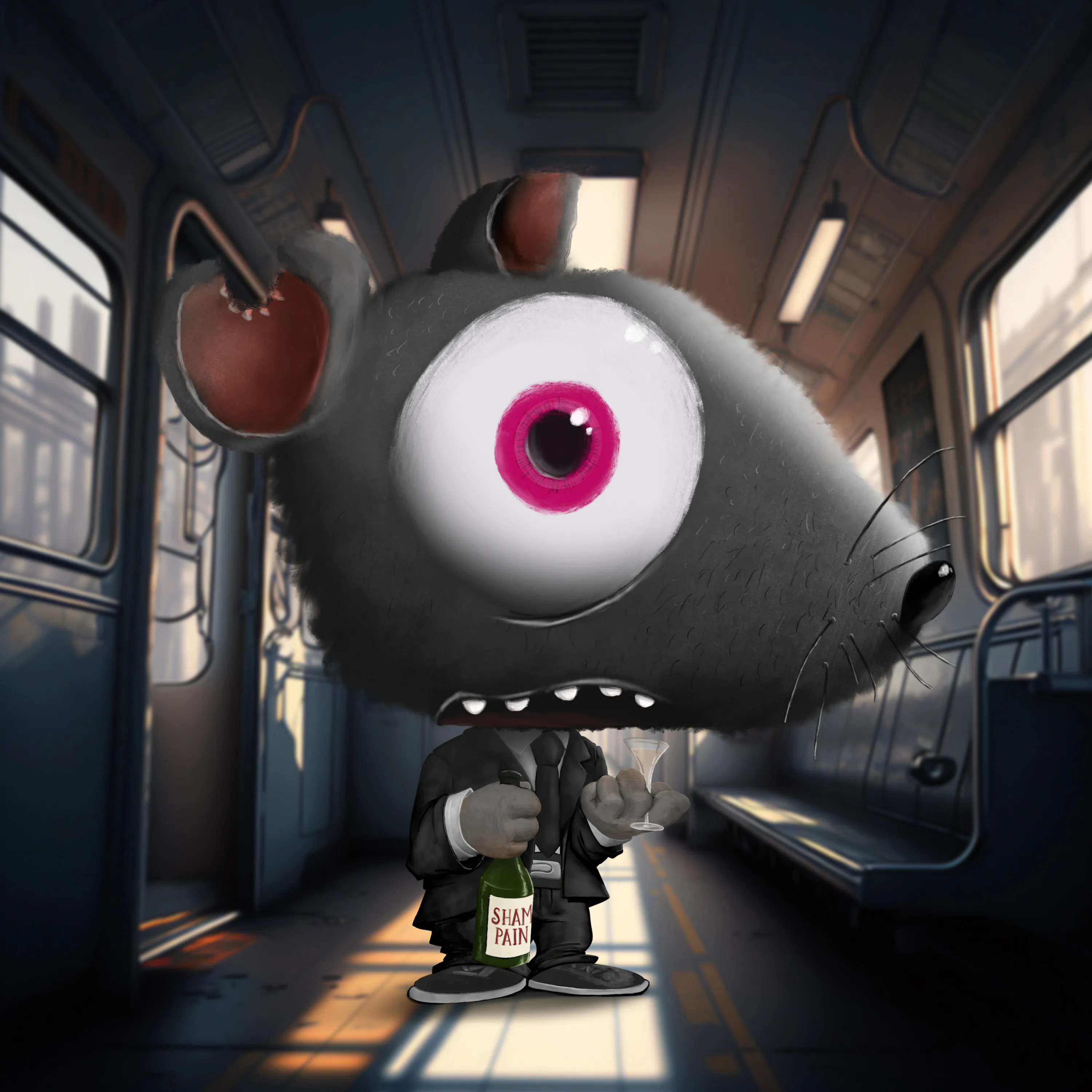 Welcome to BiG iNC! By the grace of BiG MiSTER and our pSeudo-Natural Animal Track and Capture Humanelyish (SNATCH) operatives, you have been selected as an employee! Congratulations! Now sit your fuzzy little butt down in this chair - don’t mind the restraints - and hold still.