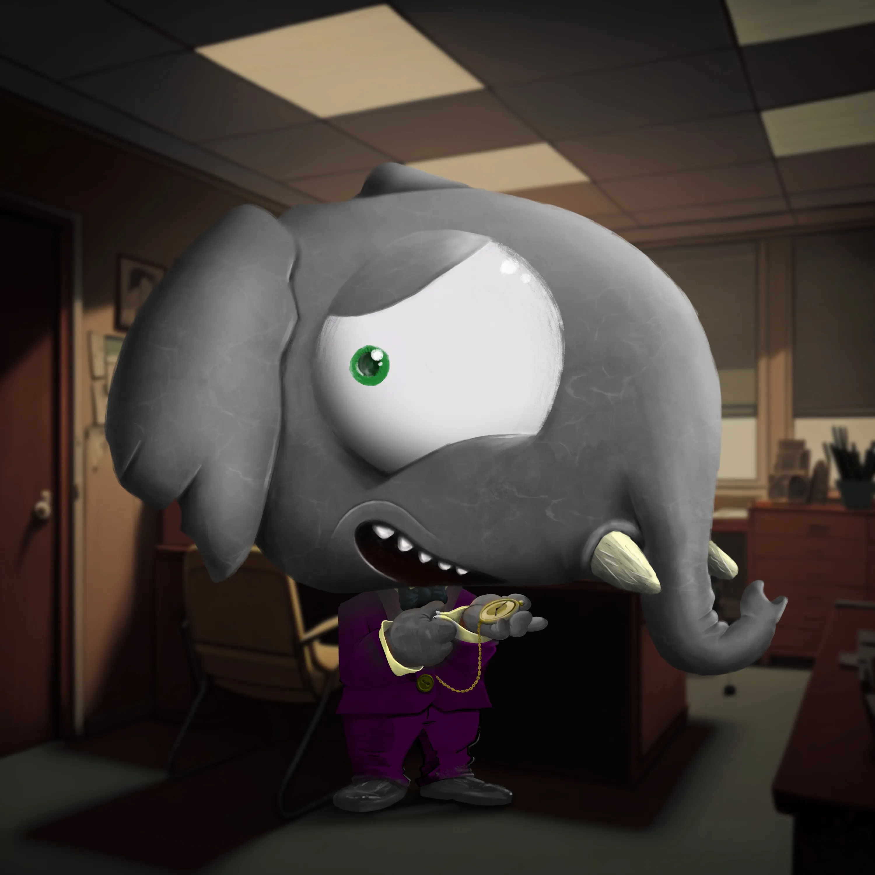 Welcome to BiG iNC! By the grace of BiG MiSTER and our pSeudo-Natural Animal Track and Capture Humanelyish (SNATCH) operatives, you have been selected as an employee! Congratulations! Now sit your fuzzy little butt down in this chair - don’t mind the restraints - and hold still.