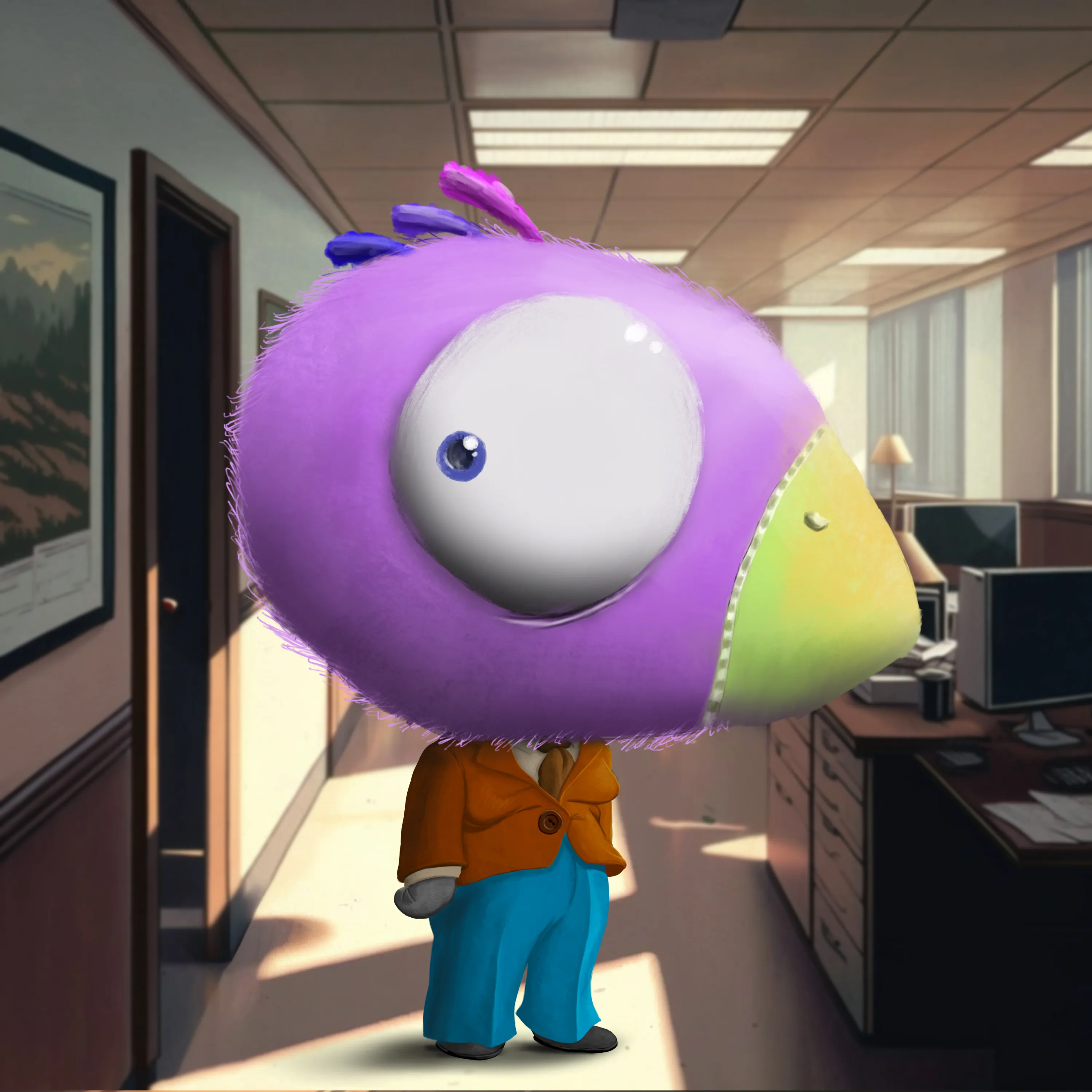 Welcome to BiG iNC! By the grace of BiG MiSTER and our pSeudo-Natural Animal Track and Capture Humanelyish (SNATCH) operatives, you have been selected as an employee! Congratulations! Now sit your fuzzy little butt down in this chair - don’t mind the restraints - and hold still.