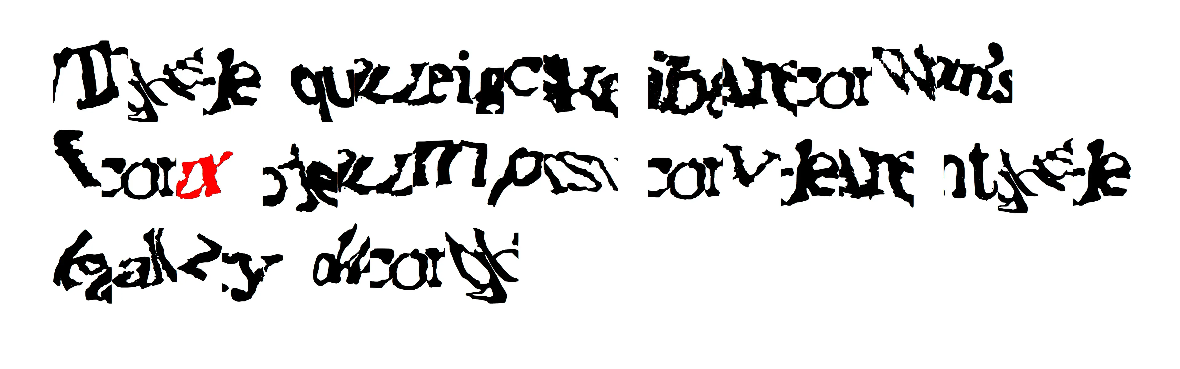 _reCAPTCHA.otf_ is a font derived from ink-on-paper drawings of reCAPTCHA texts. These distorted word forms were excerpted from scans of printed material that Google's machine readers had been unable to transcribe. Humans transcribing the reCAPTCHA texts were not only verifying their humanity via their English literacy in order to gain access to the website, but also freely helping Google transcribe previously undigitized text and improve its machine-reading capabilities. With the present acceleration of large language models, machines require increasingly massive volumes of quality text input for training purposes; they still depend on human labor to help them learn, and the parameters around what they will be fed are unclear. What machines seem to have the most trouble understanding—and inversely, what humans depend on to read efficiently—is context. With _reCAPTCHA.otf_, the source reCAPTCHAs have been cropped to include the smeared and wavering letters next to the character you are typing, producing new reCAPTCHAs where characters bleed into one another. Each of the 26 editions includes a different cluster of characters.