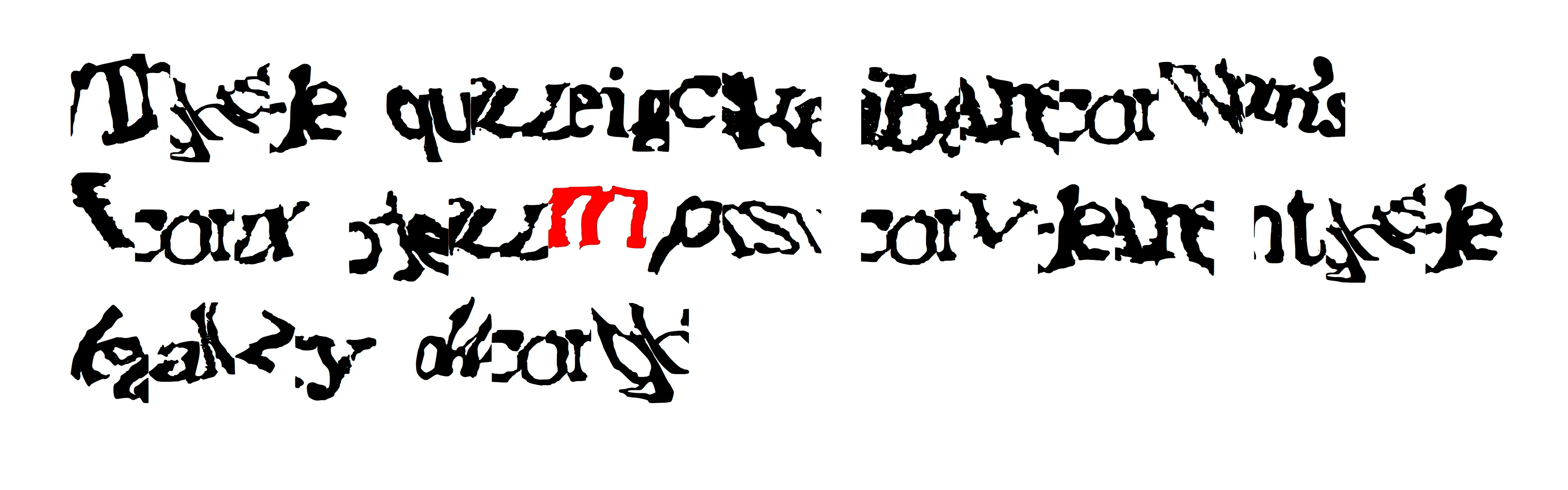 _reCAPTCHA.otf_ is a font derived from ink-on-paper drawings of reCAPTCHA texts. These distorted word forms were excerpted from scans of printed material that Google's machine readers had been unable to transcribe. Humans transcribing the reCAPTCHA texts were not only verifying their humanity via their English literacy in order to gain access to the website, but also freely helping Google transcribe previously undigitized text and improve its machine-reading capabilities. With the present acceleration of large language models, machines require increasingly massive volumes of quality text input for training purposes; they still depend on human labor to help them learn, and the parameters around what they will be fed are unclear. What machines seem to have the most trouble understanding—and inversely, what humans depend on to read efficiently—is context. With _reCAPTCHA.otf_, the source reCAPTCHAs have been cropped to include the smeared and wavering letters next to the character you are typing, producing new reCAPTCHAs where characters bleed into one another. Each of the 26 editions includes a different cluster of characters.