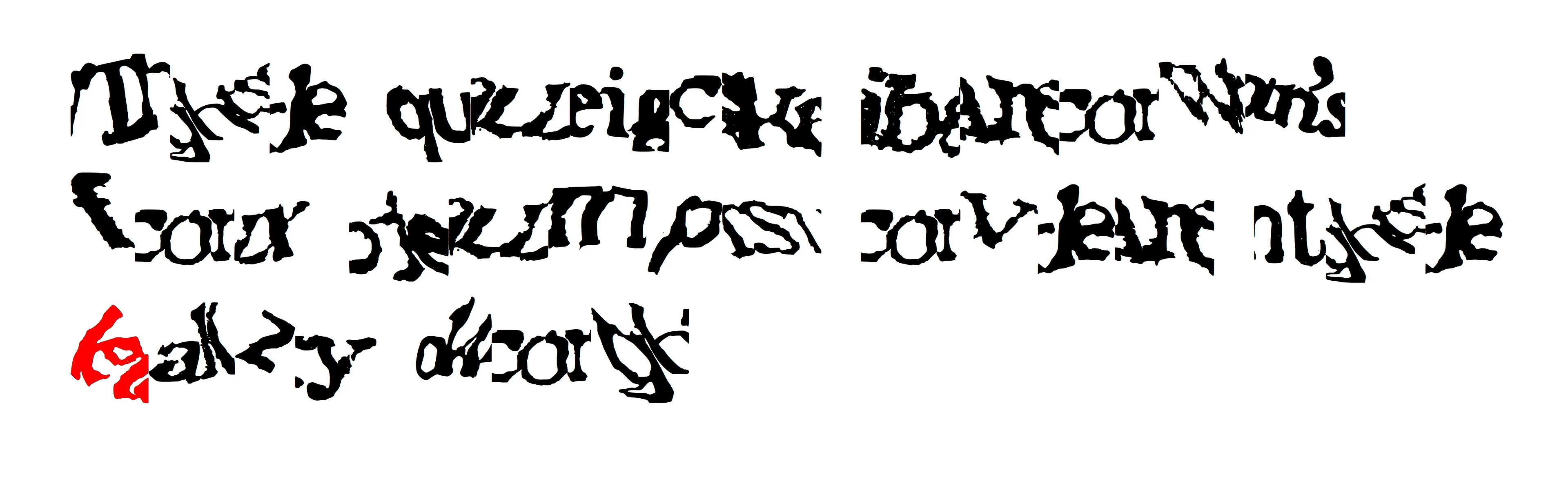 _reCAPTCHA.otf_ is a font derived from ink-on-paper drawings of reCAPTCHA texts. These distorted word forms were excerpted from scans of printed material that Google's machine readers had been unable to transcribe. Humans transcribing the reCAPTCHA texts were not only verifying their humanity via their English literacy in order to gain access to the website, but also freely helping Google transcribe previously undigitized text and improve its machine-reading capabilities. With the present acceleration of large language models, machines require increasingly massive volumes of quality text input for training purposes; they still depend on human labor to help them learn, and the parameters around what they will be fed are unclear. What machines seem to have the most trouble understanding—and inversely, what humans depend on to read efficiently—is context. With _reCAPTCHA.otf_, the source reCAPTCHAs have been cropped to include the smeared and wavering letters next to the character you are typing, producing new reCAPTCHAs where characters bleed into one another. Each of the 26 editions includes a different cluster of characters.