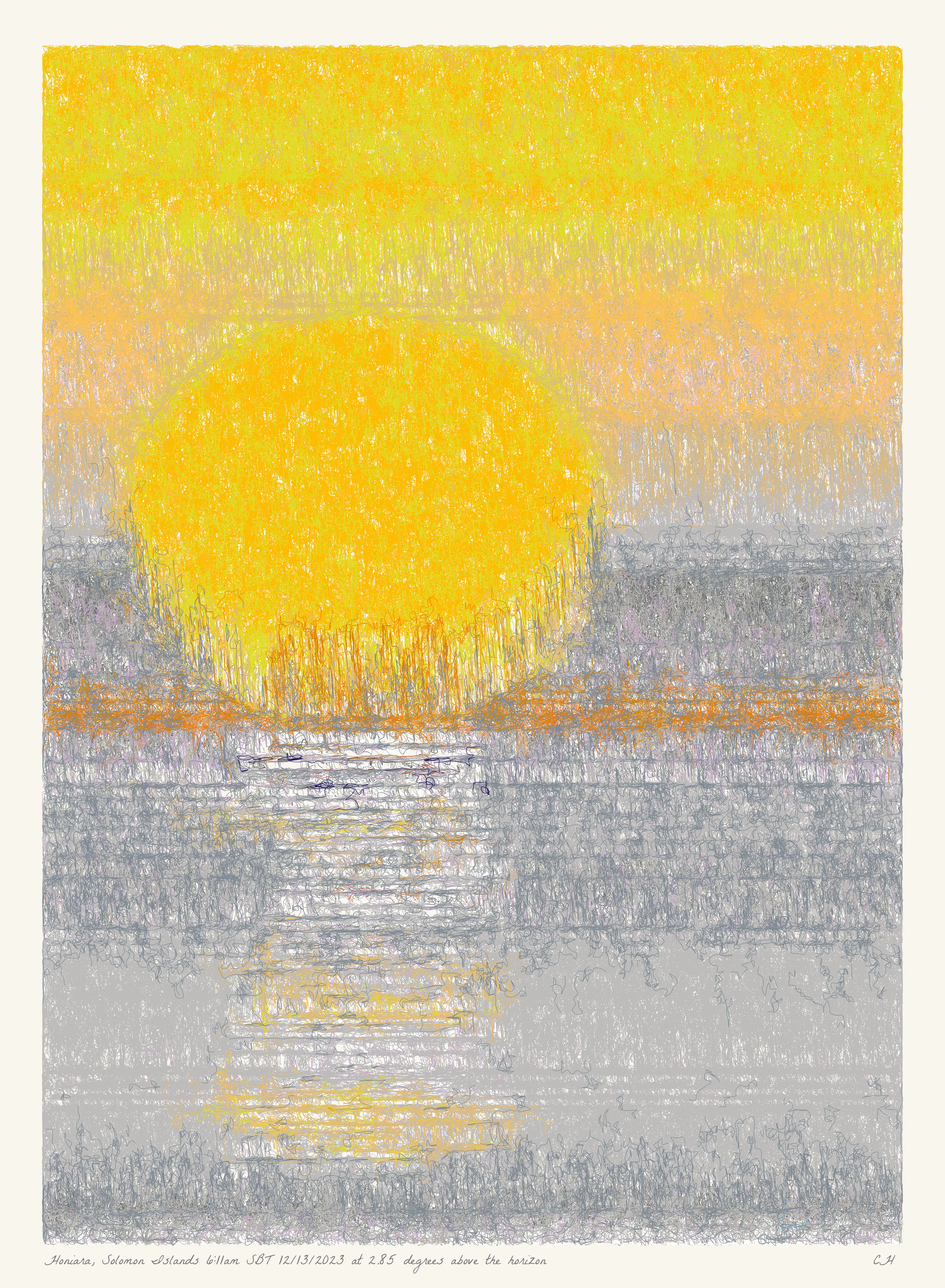 SOL is a collection of 365 generative paintings that captures a precise moment in time, when the sun is rising above the horizon. Each generative output is influenced by real world 2023 astronomical data. Every location, date, time and sunrise angle is unique. This information is recorded at the bottom of each piece and on the blockchain. Just like IRL, no two SOLs are alike.