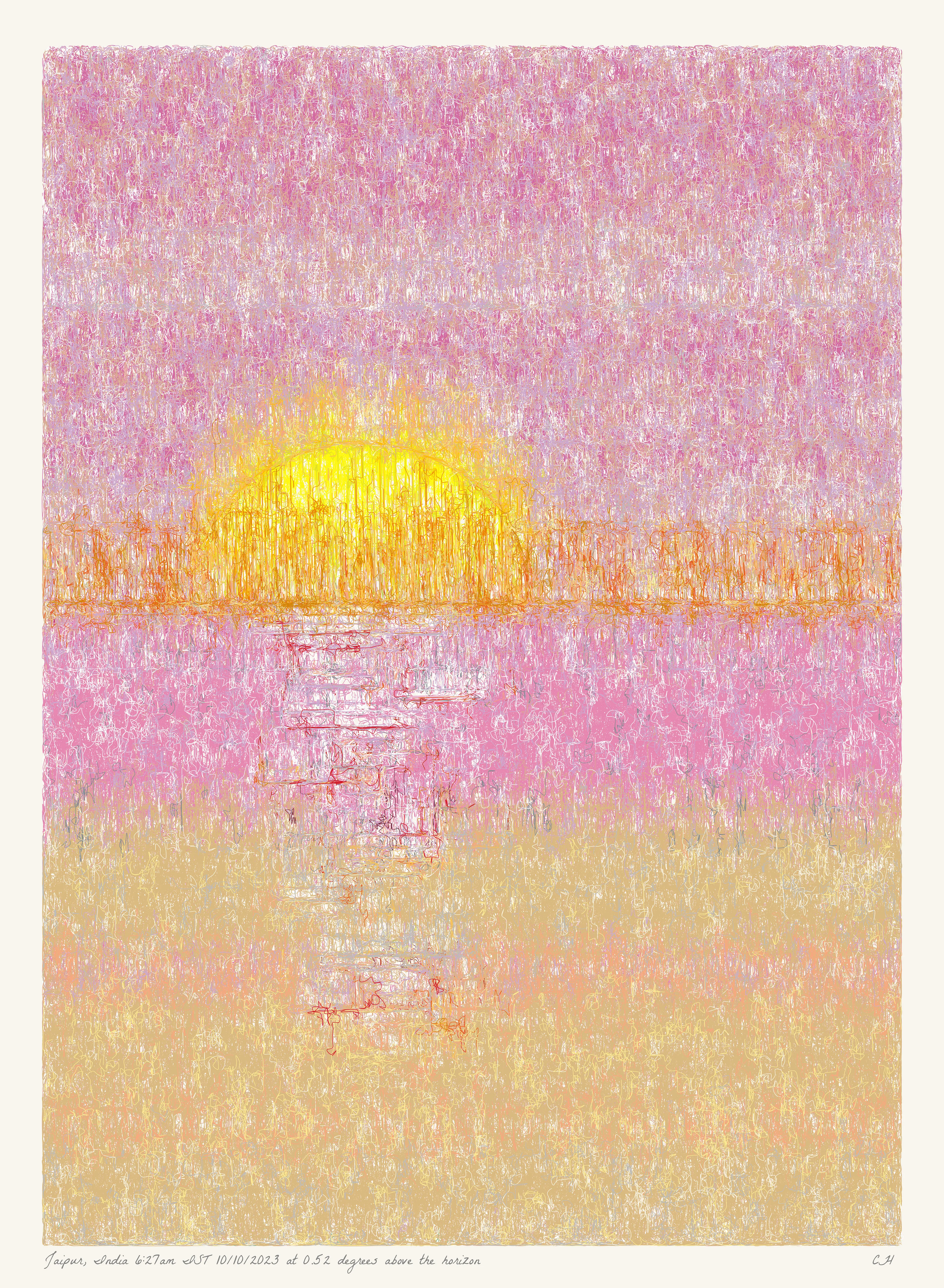 SOL is a collection of 365 generative paintings that captures a precise moment in time, when the sun is rising above the horizon. Each generative output is influenced by real world 2023 astronomical data. Every location, date, time and sunrise angle is unique. This information is recorded at the bottom of each piece and on the blockchain. Just like IRL, no two SOLs are alike.