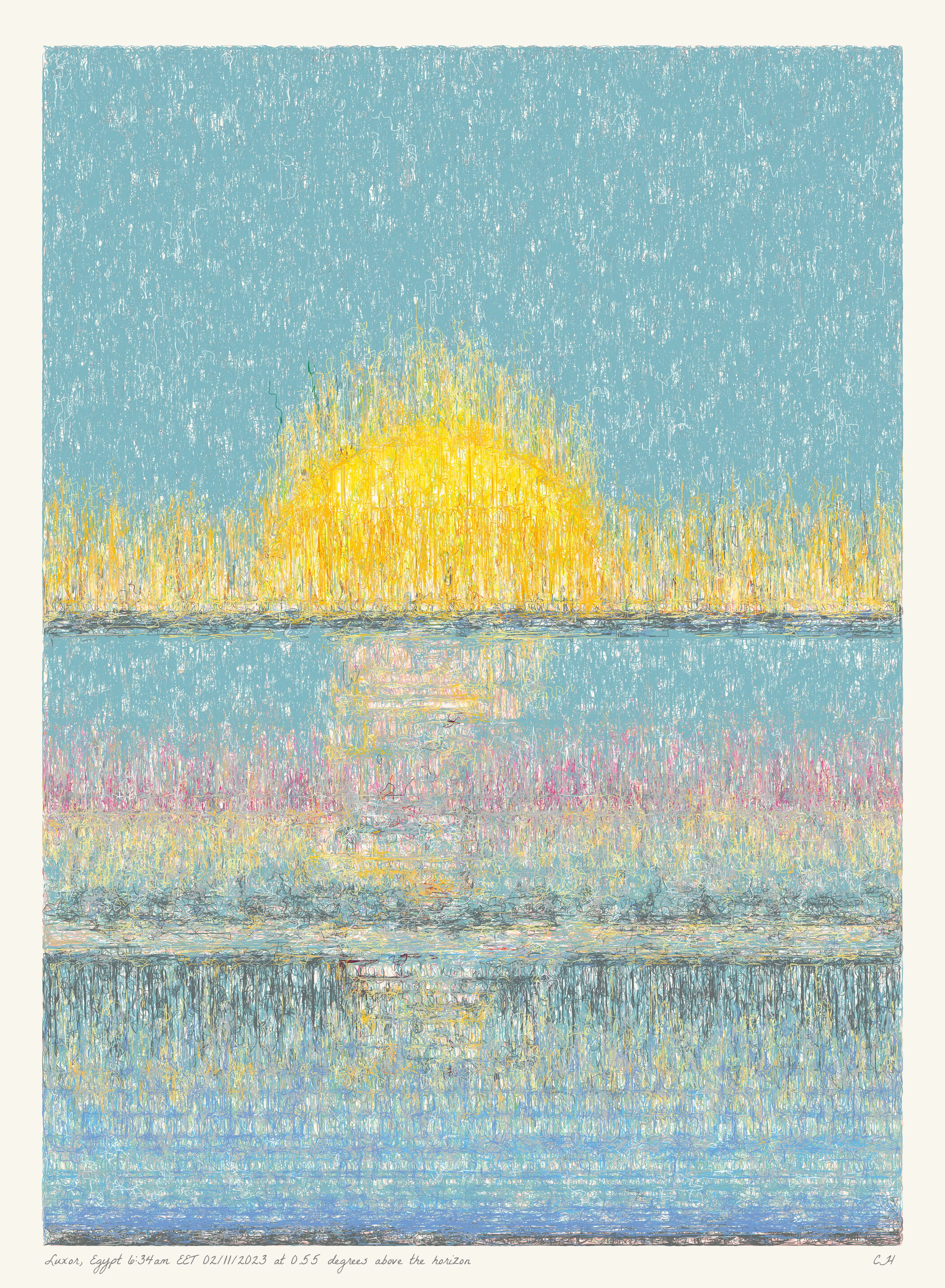 SOL is a collection of 365 generative paintings that captures a precise moment in time, when the sun is rising above the horizon. Each generative output is influenced by real world 2023 astronomical data. Every location, date, time and sunrise angle is unique. This information is recorded at the bottom of each piece and on the blockchain. Just like IRL, no two SOLs are alike.