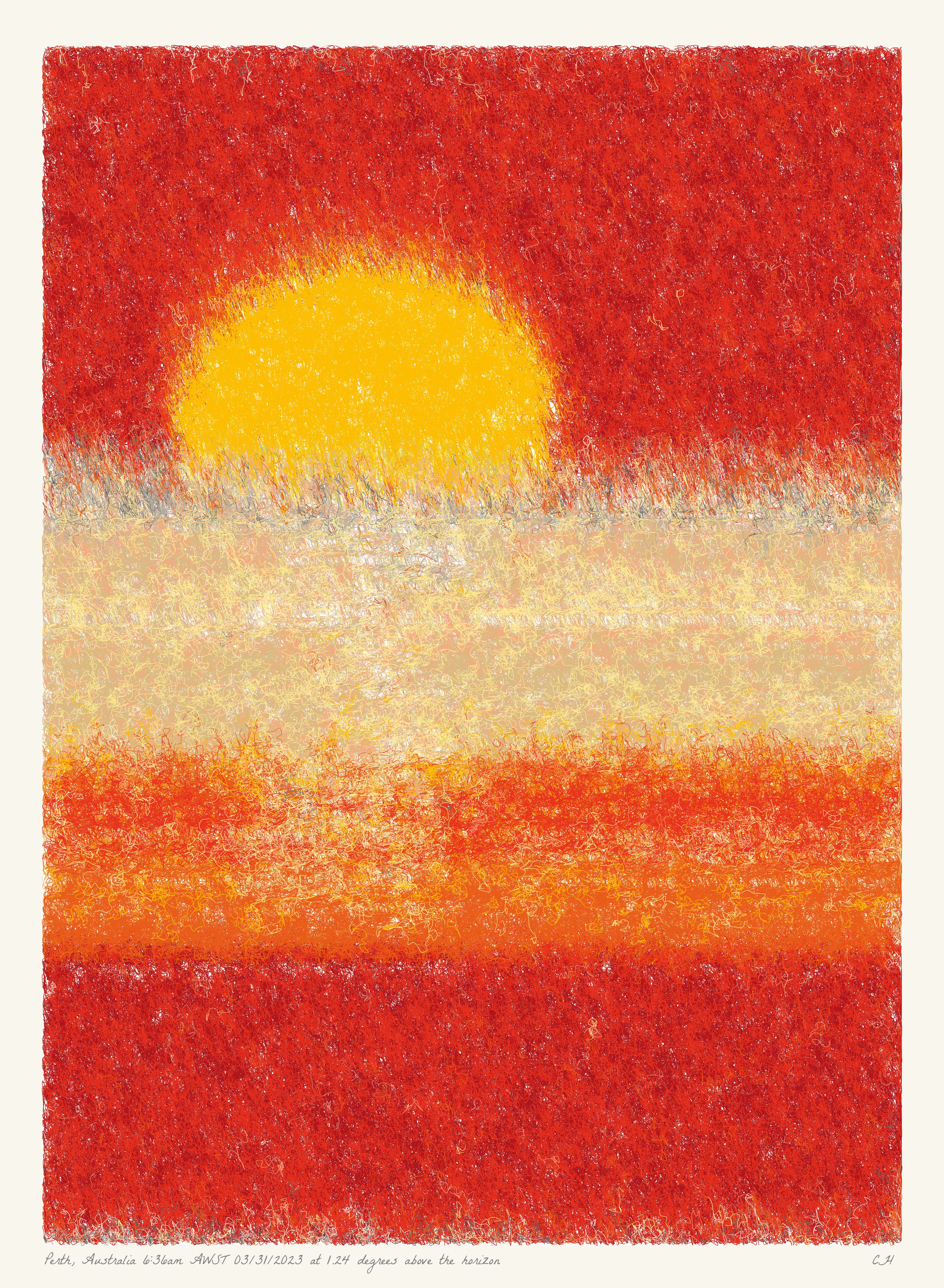 SOL is a collection of 365 generative paintings that captures a precise moment in time, when the sun is rising above the horizon. Each generative output is influenced by real world 2023 astronomical data. Every location, date, time and sunrise angle is unique. This information is recorded at the bottom of each piece and on the blockchain. Just like IRL, no two SOLs are alike.