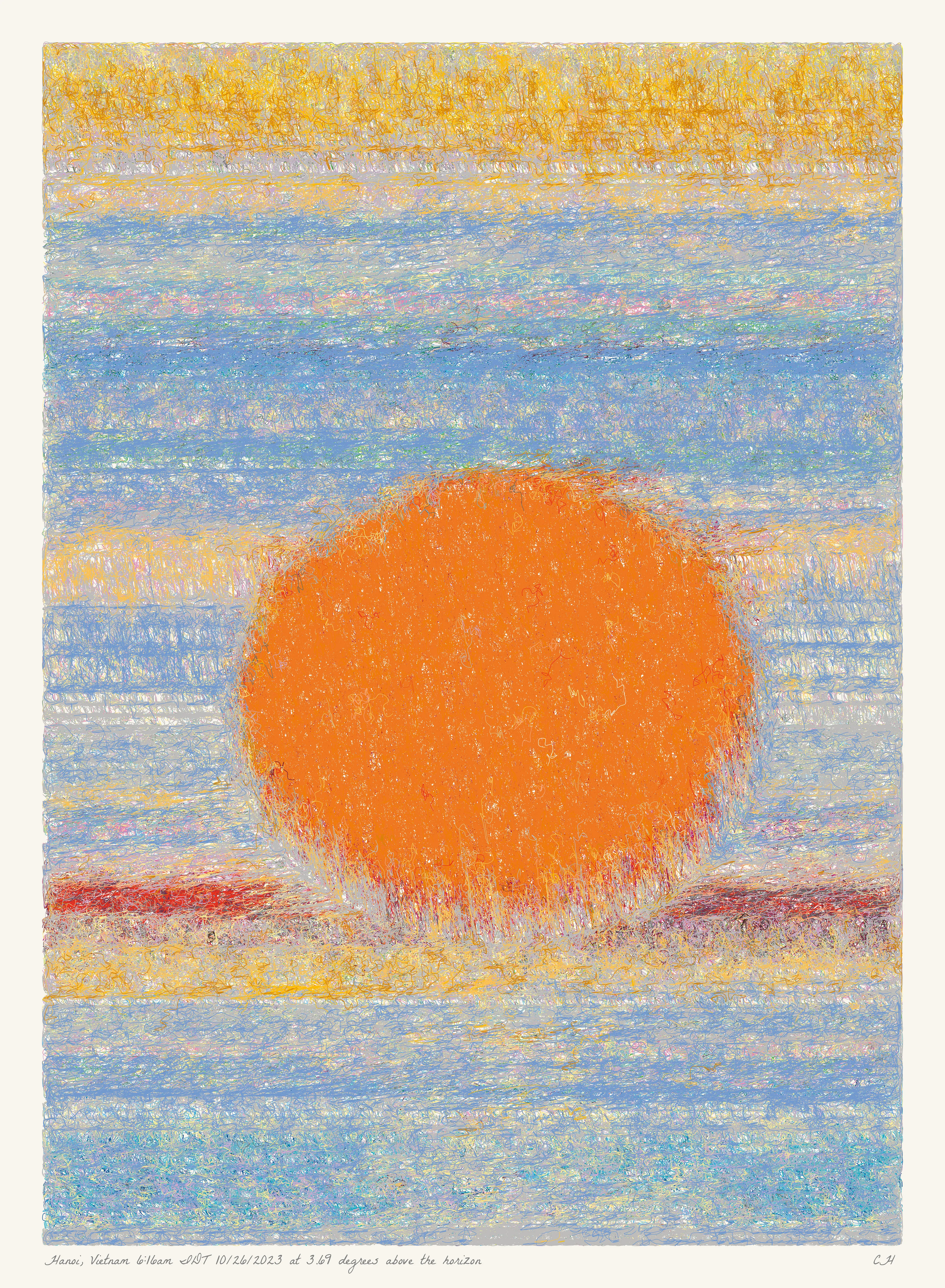 SOL is a collection of 365 generative paintings that captures a precise moment in time, when the sun is rising above the horizon. Each generative output is influenced by real world 2023 astronomical data. Every location, date, time and sunrise angle is unique. This information is recorded at the bottom of each piece and on the blockchain. Just like IRL, no two SOLs are alike.