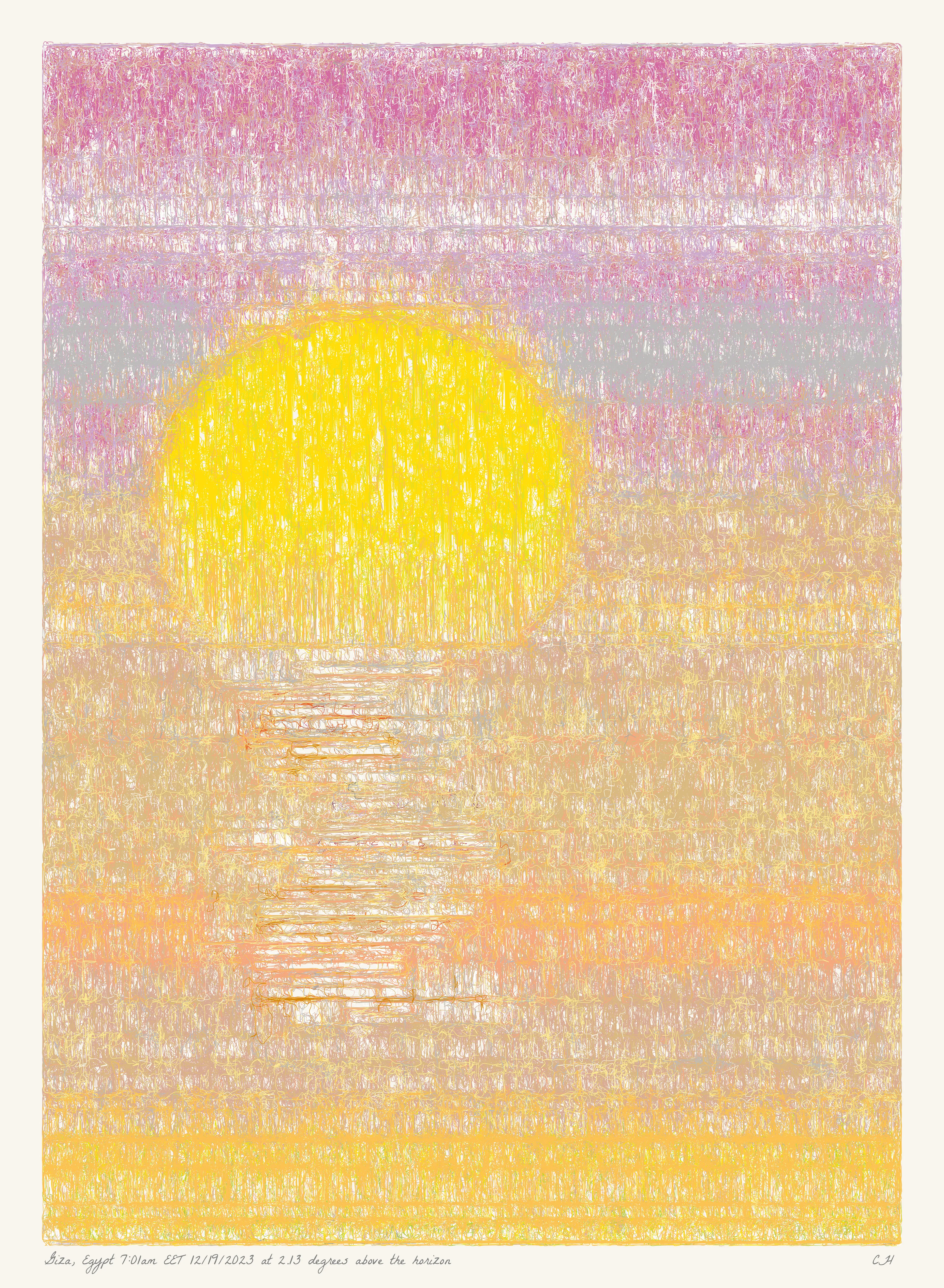 SOL is a collection of 365 generative paintings that captures a precise moment in time, when the sun is rising above the horizon. Each generative output is influenced by real world 2023 astronomical data. Every location, date, time and sunrise angle is unique. This information is recorded at the bottom of each piece and on the blockchain. Just like IRL, no two SOLs are alike.