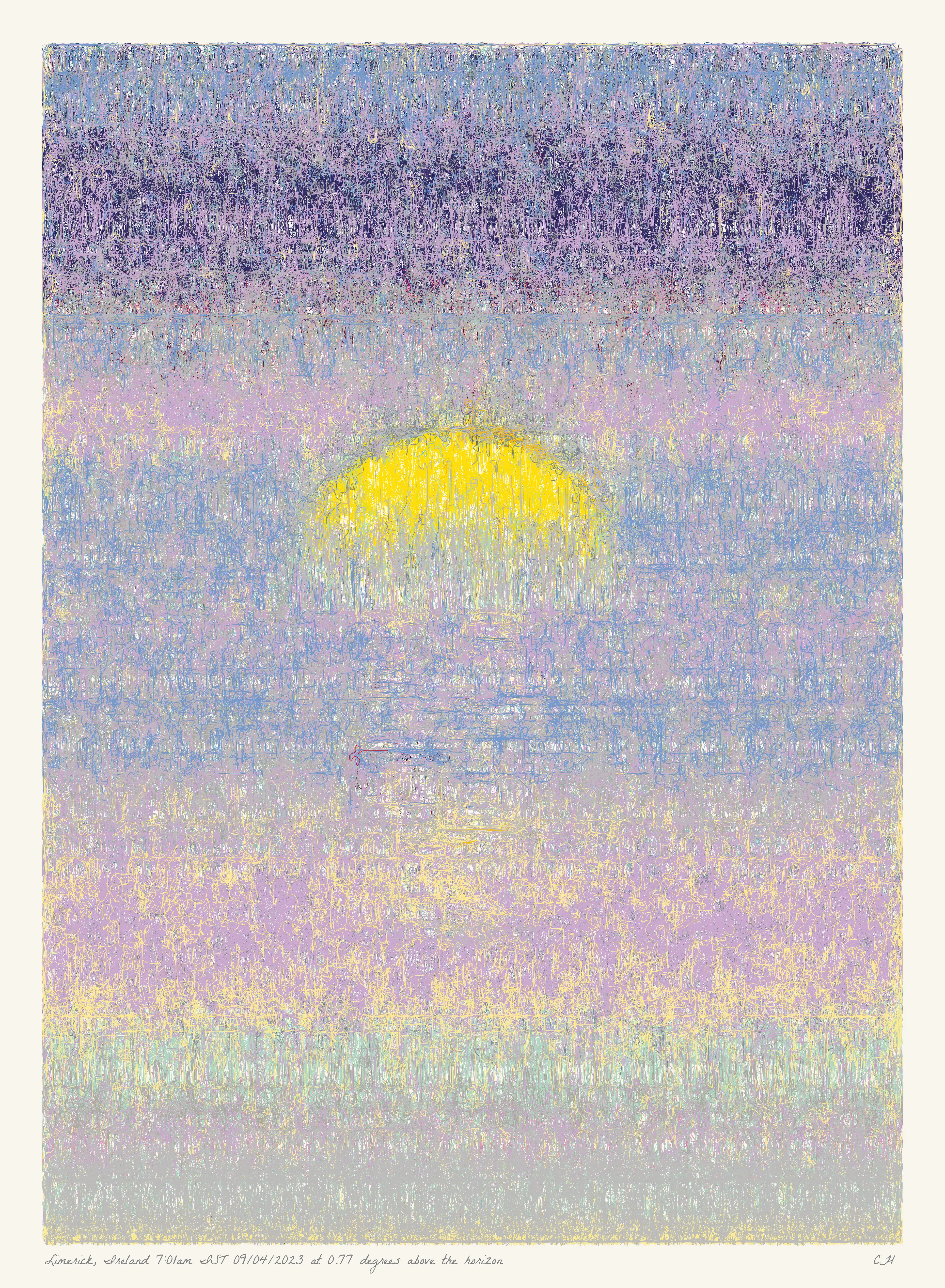 SOL is a collection of 365 generative paintings that captures a precise moment in time, when the sun is rising above the horizon. Each generative output is influenced by real world 2023 astronomical data. Every location, date, time and sunrise angle is unique. This information is recorded at the bottom of each piece and on the blockchain. Just like IRL, no two SOLs are alike.