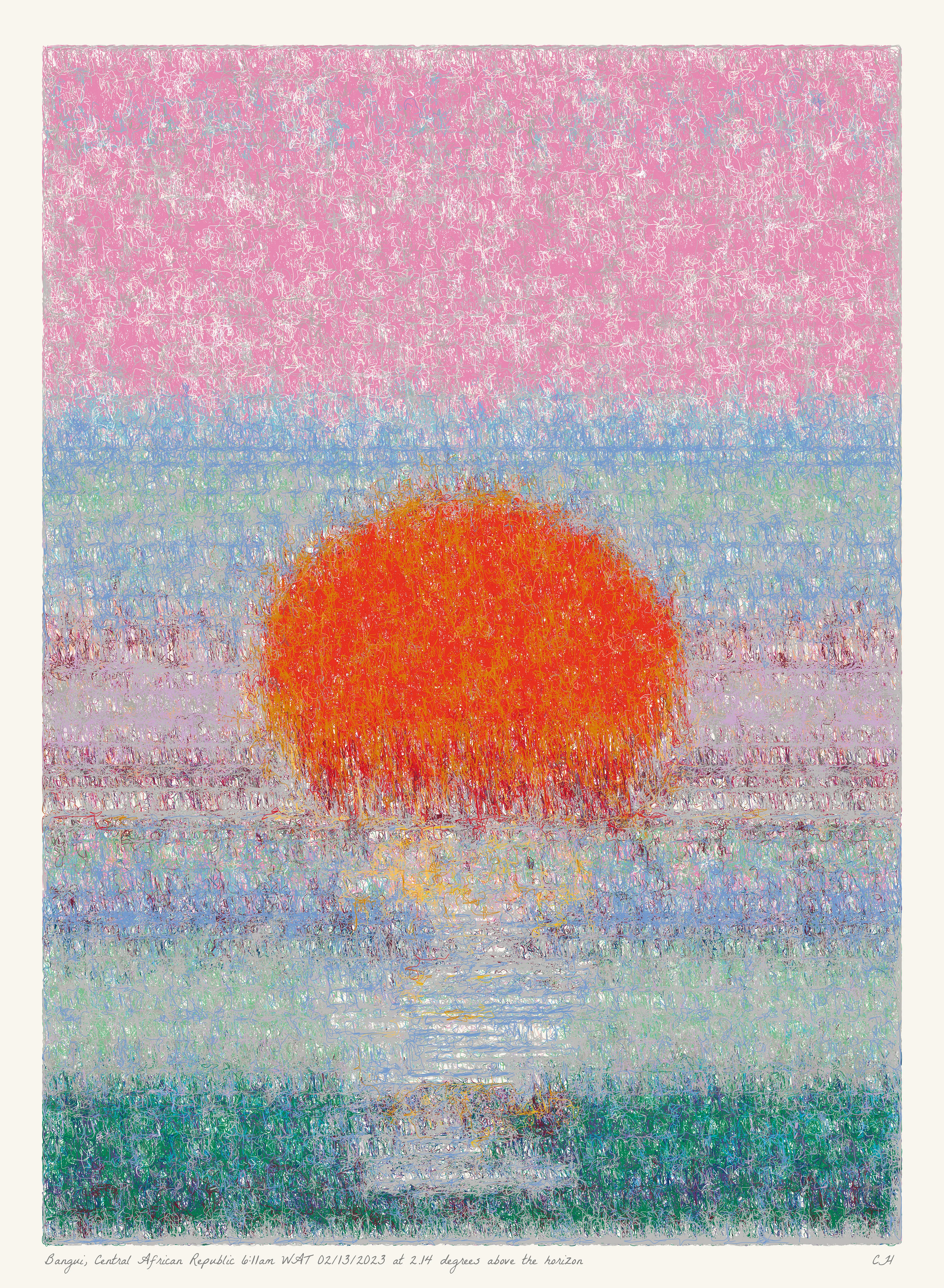 SOL is a collection of 365 generative paintings that captures a precise moment in time, when the sun is rising above the horizon. Each generative output is influenced by real world 2023 astronomical data. Every location, date, time and sunrise angle is unique. This information is recorded at the bottom of each piece and on the blockchain. Just like IRL, no two SOLs are alike.