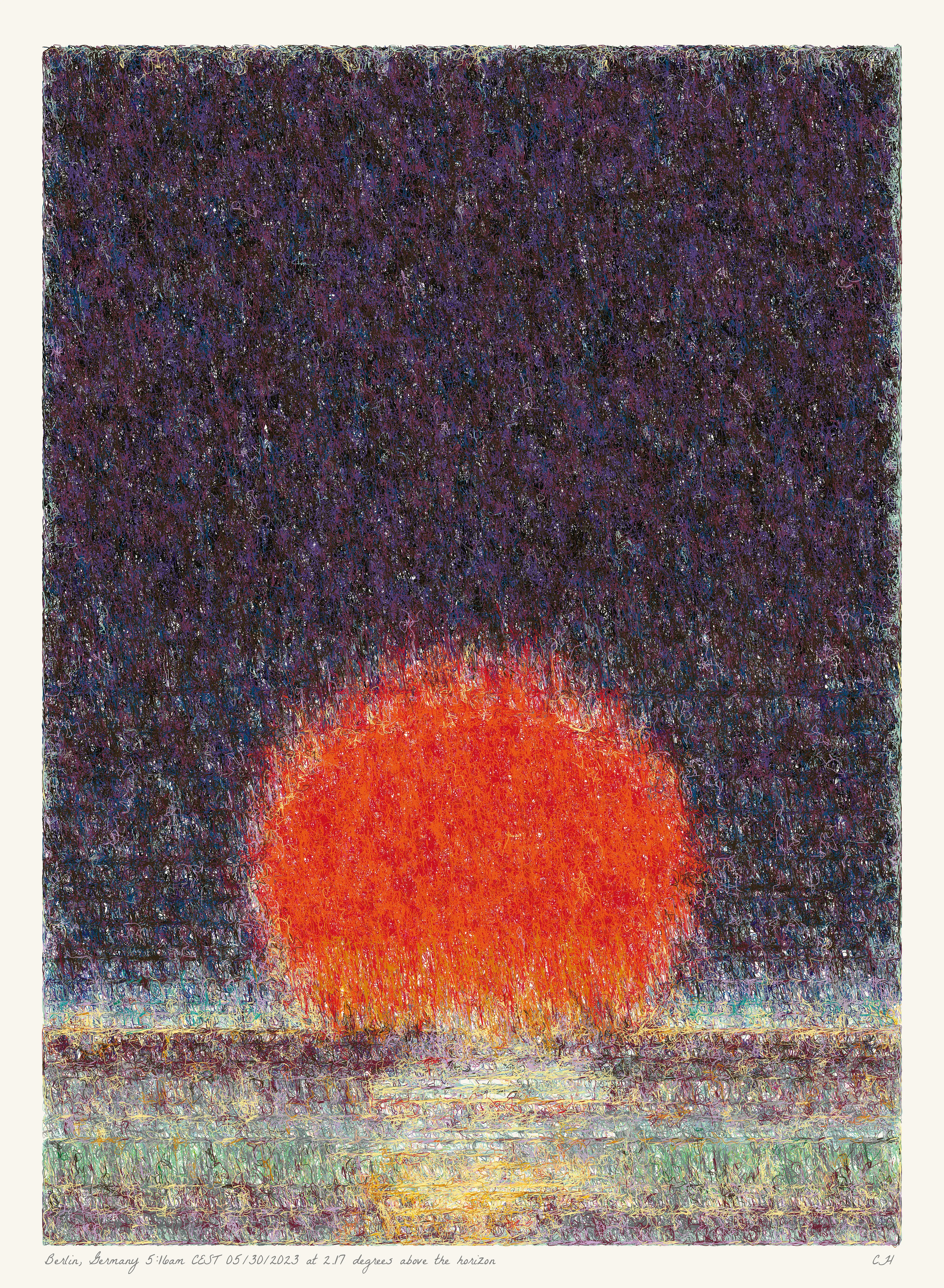 SOL is a collection of 365 generative paintings that captures a precise moment in time, when the sun is rising above the horizon. Each generative output is influenced by real world 2023 astronomical data. Every location, date, time and sunrise angle is unique. This information is recorded at the bottom of each piece and on the blockchain. Just like IRL, no two SOLs are alike.