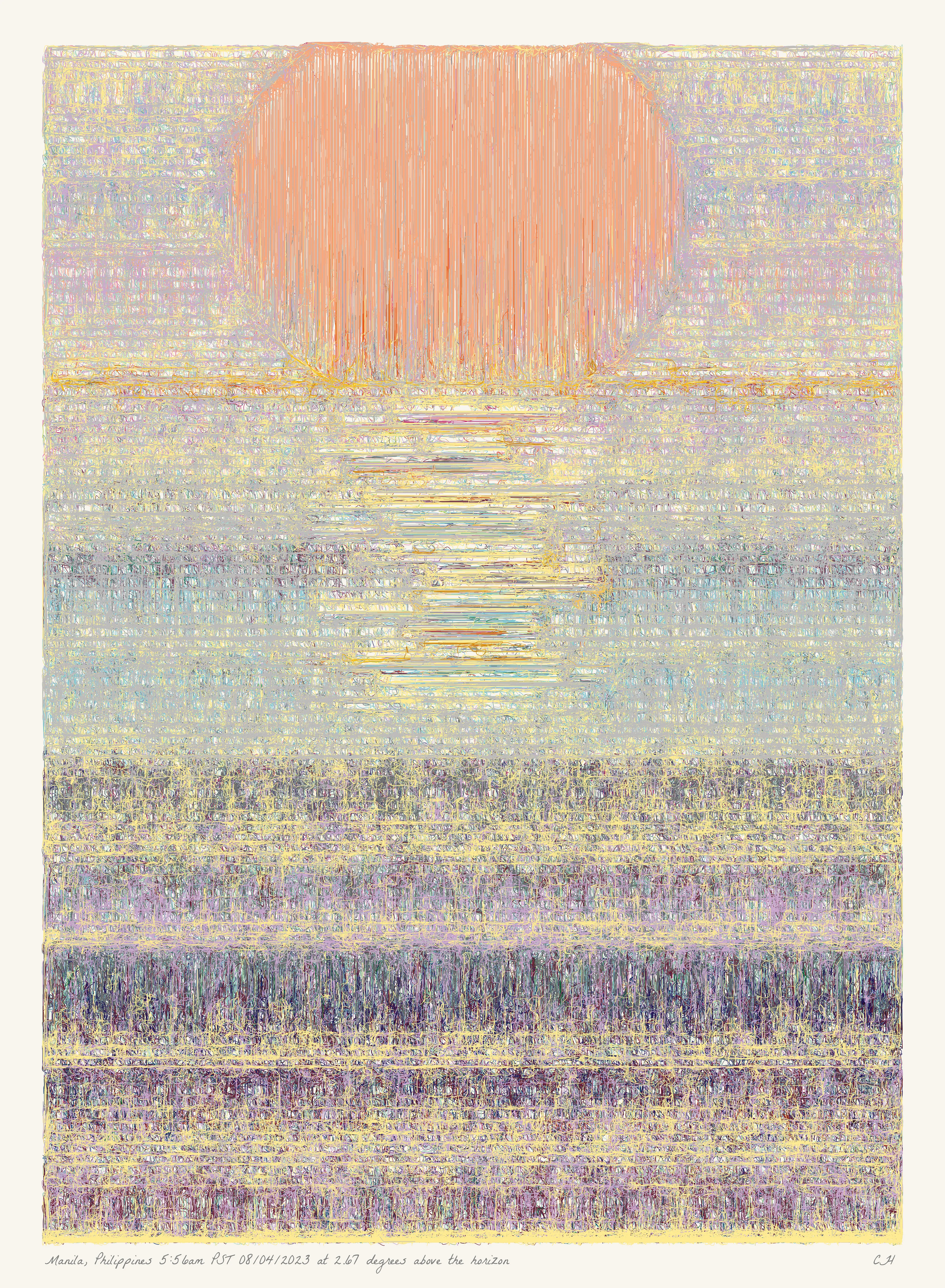 SOL is a collection of 365 generative paintings that captures a precise moment in time, when the sun is rising above the horizon. Each generative output is influenced by real world 2023 astronomical data. Every location, date, time and sunrise angle is unique. This information is recorded at the bottom of each piece and on the blockchain. Just like IRL, no two SOLs are alike.