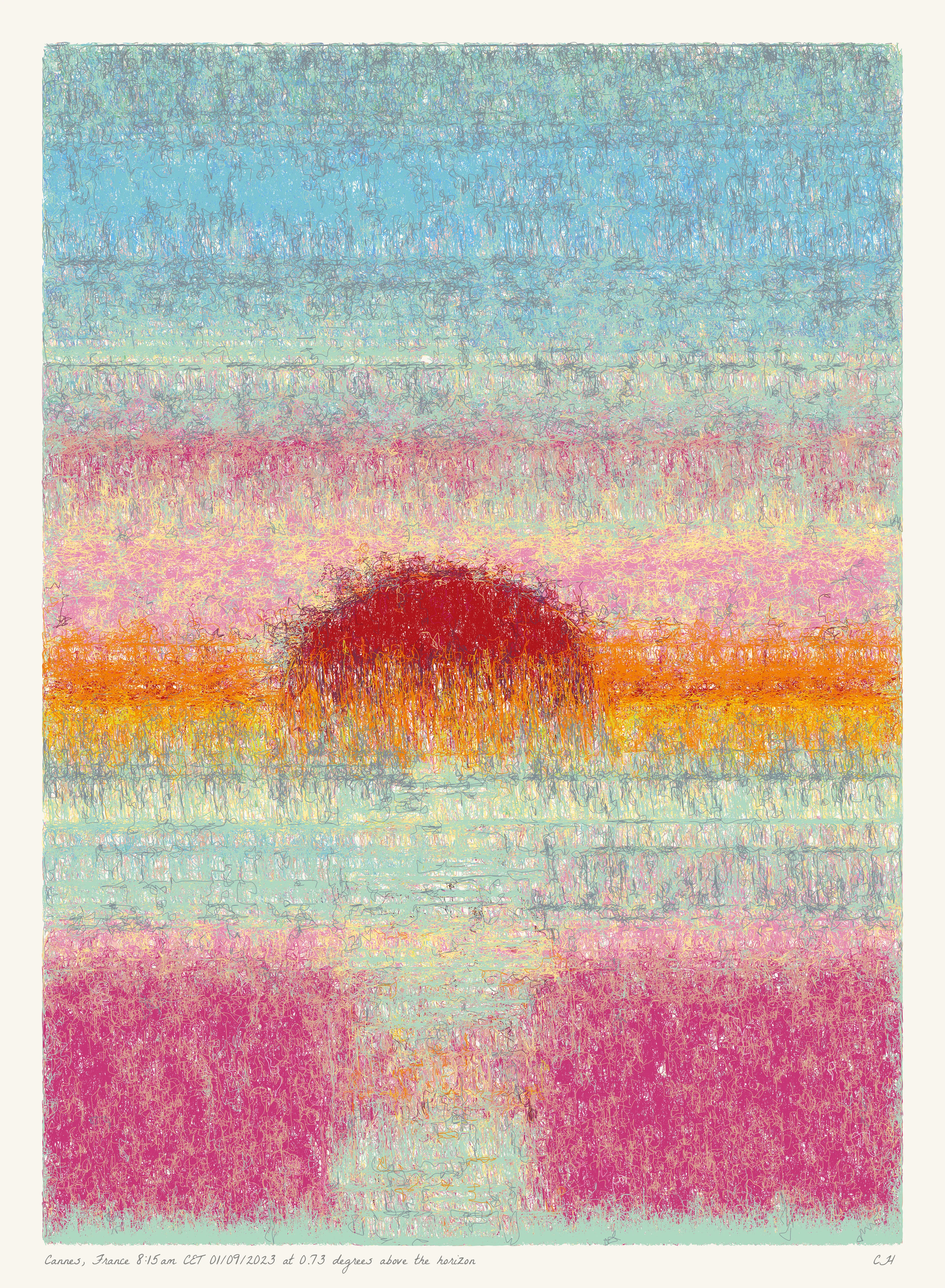 SOL is a collection of 365 generative paintings that captures a precise moment in time, when the sun is rising above the horizon. Each generative output is influenced by real world 2023 astronomical data. Every location, date, time and sunrise angle is unique. This information is recorded at the bottom of each piece and on the blockchain. Just like IRL, no two SOLs are alike.