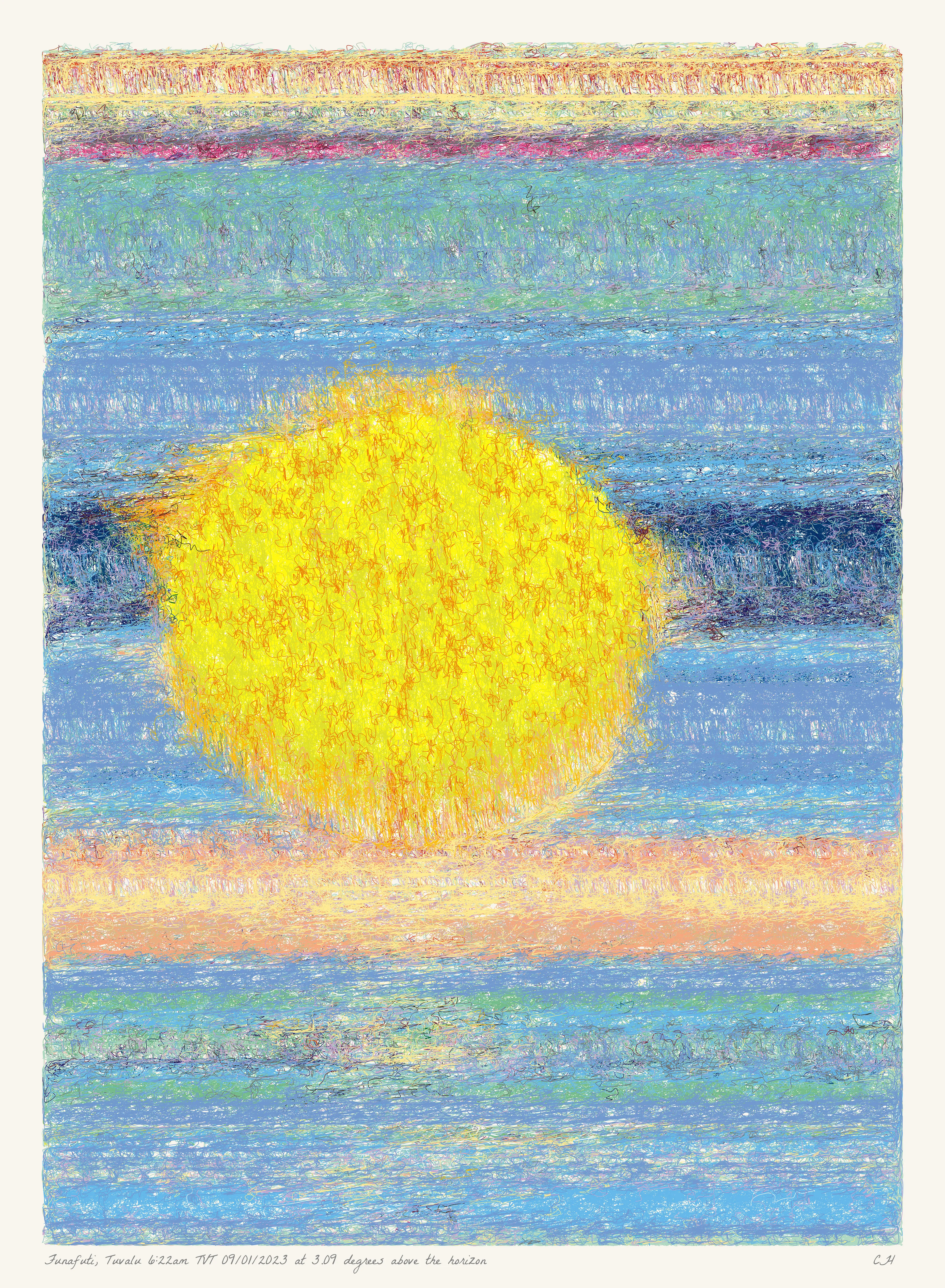 SOL is a collection of 365 generative paintings that captures a precise moment in time, when the sun is rising above the horizon. Each generative output is influenced by real world 2023 astronomical data. Every location, date, time and sunrise angle is unique. This information is recorded at the bottom of each piece and on the blockchain. Just like IRL, no two SOLs are alike.