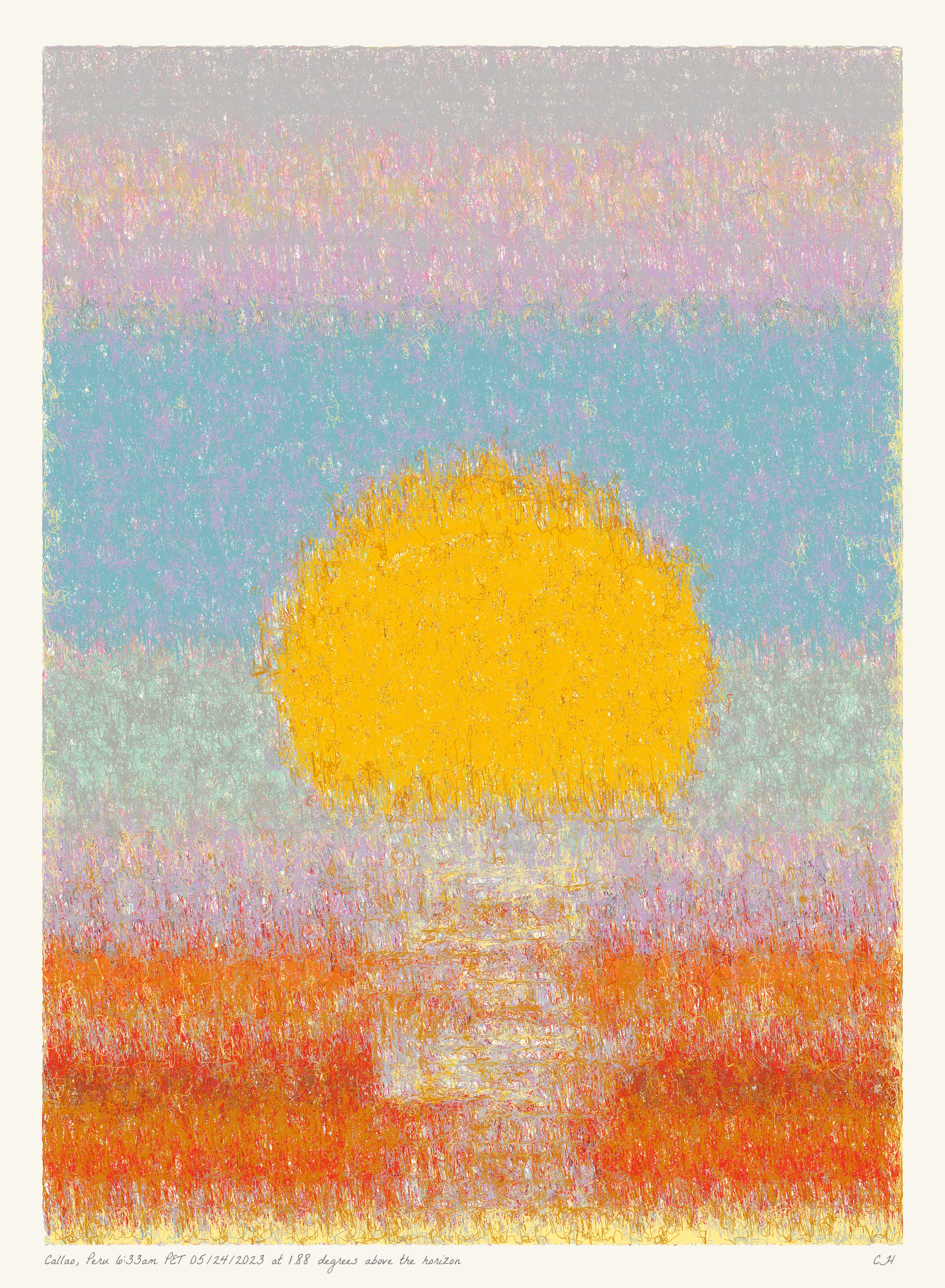 SOL is a collection of 365 generative paintings that captures a precise moment in time, when the sun is rising above the horizon. Each generative output is influenced by real world 2023 astronomical data. Every location, date, time and sunrise angle is unique. This information is recorded at the bottom of each piece and on the blockchain. Just like IRL, no two SOLs are alike.