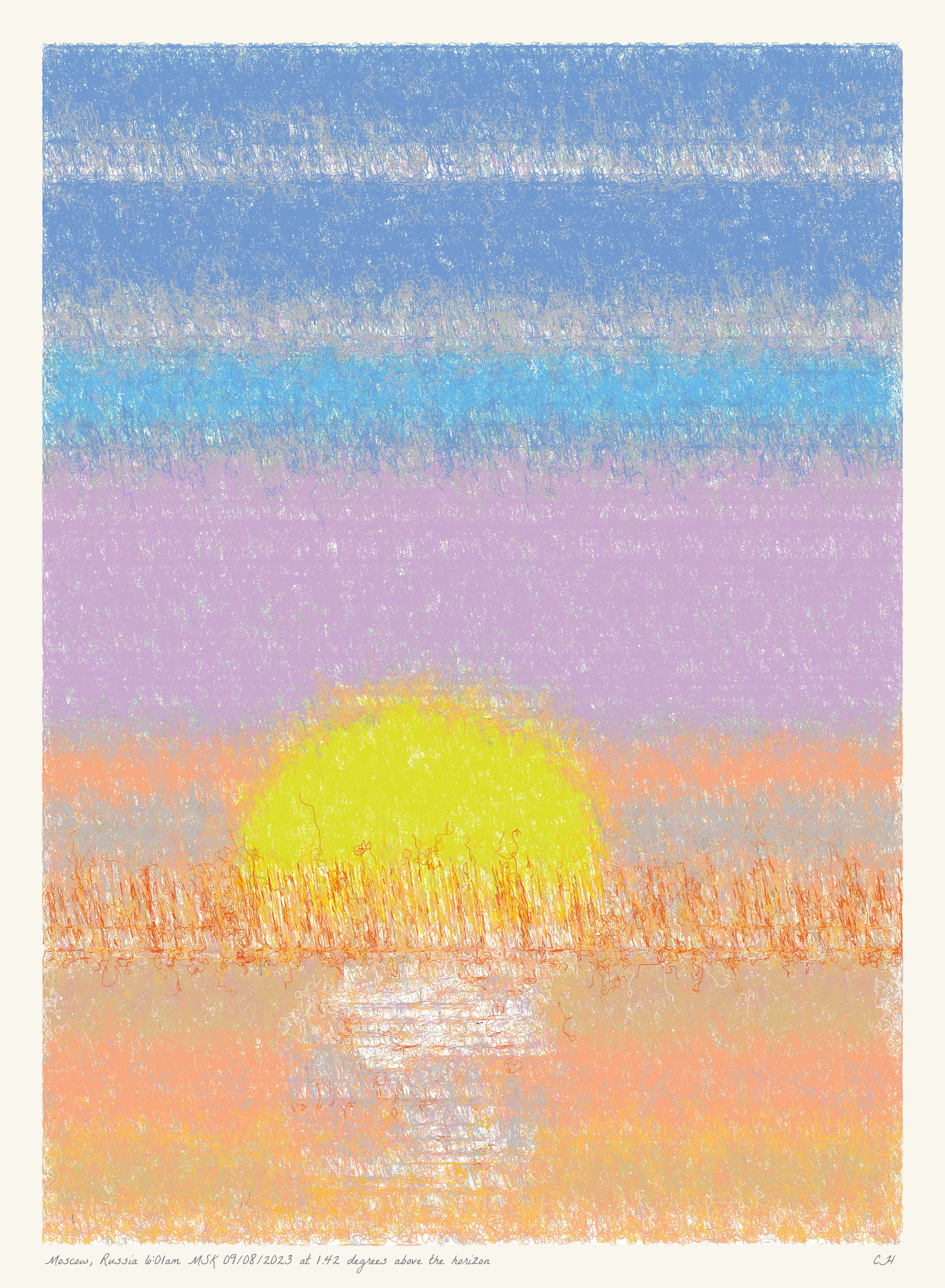 SOL is a collection of 365 generative paintings that captures a precise moment in time, when the sun is rising above the horizon. Each generative output is influenced by real world 2023 astronomical data. Every location, date, time and sunrise angle is unique. This information is recorded at the bottom of each piece and on the blockchain. Just like IRL, no two SOLs are alike.