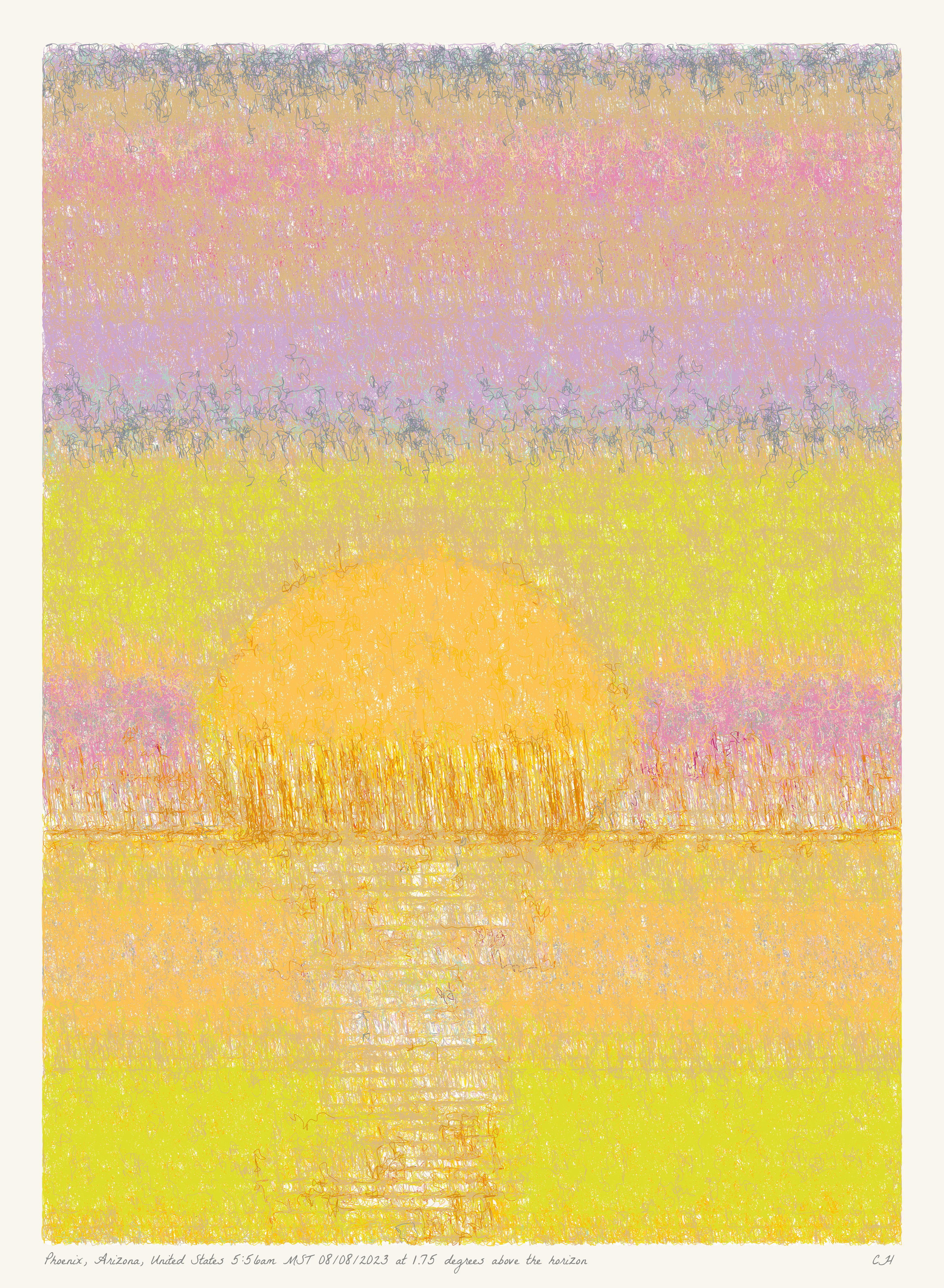 SOL is a collection of 365 generative paintings that captures a precise moment in time, when the sun is rising above the horizon. Each generative output is influenced by real world 2023 astronomical data. Every location, date, time and sunrise angle is unique. This information is recorded at the bottom of each piece and on the blockchain. Just like IRL, no two SOLs are alike.