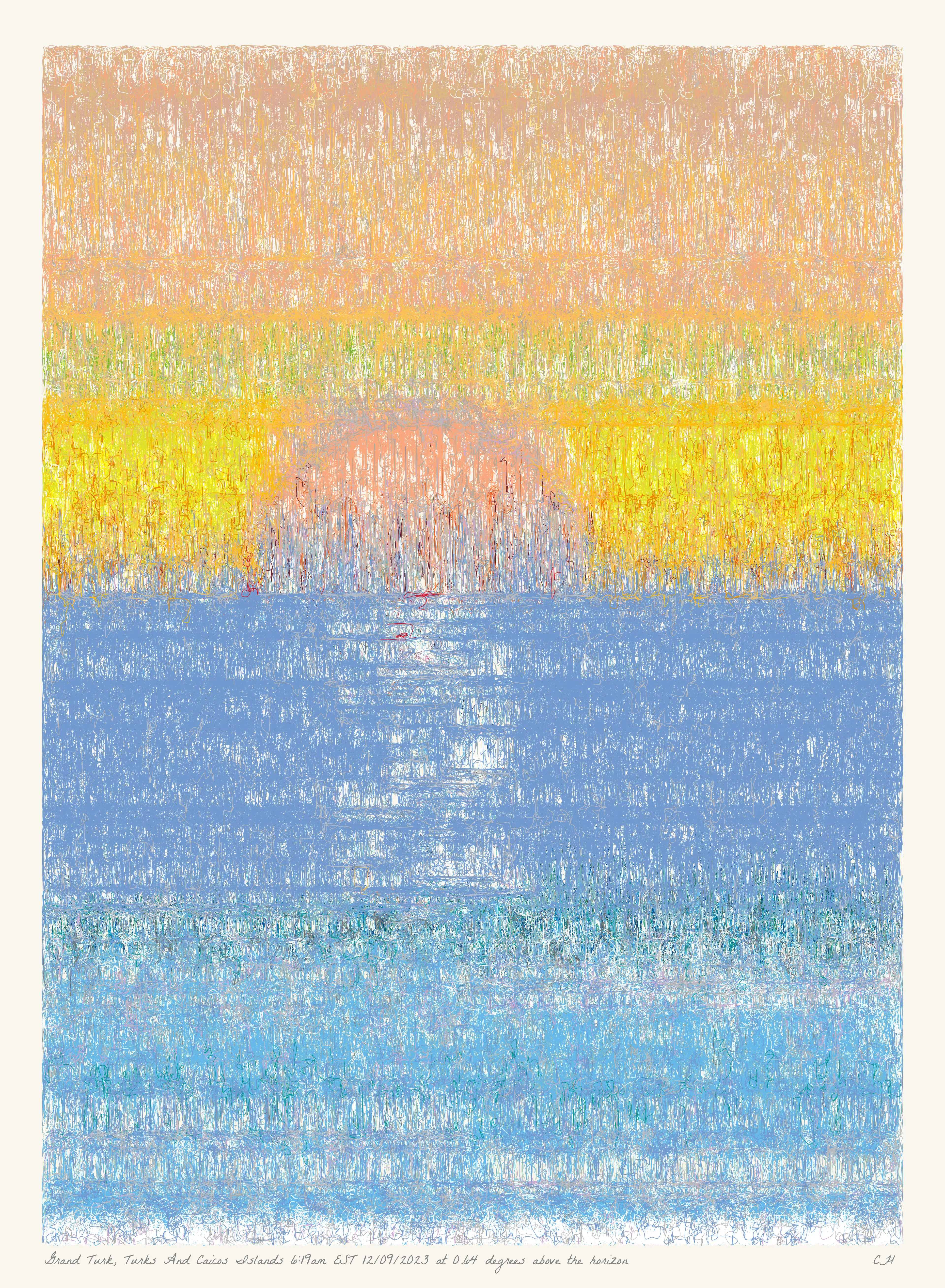 SOL is a collection of 365 generative paintings that captures a precise moment in time, when the sun is rising above the horizon. Each generative output is influenced by real world 2023 astronomical data. Every location, date, time and sunrise angle is unique. This information is recorded at the bottom of each piece and on the blockchain. Just like IRL, no two SOLs are alike.