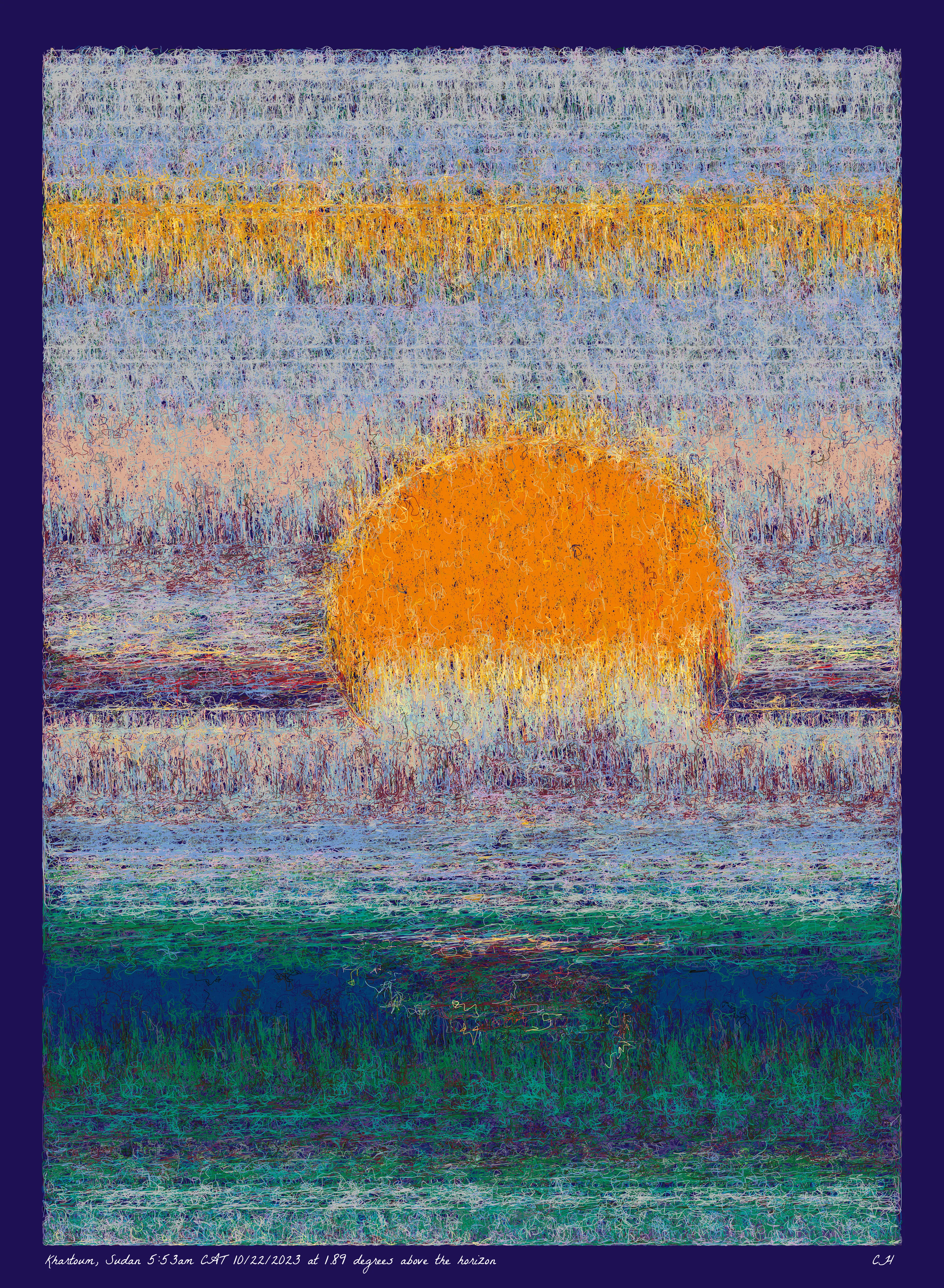 SOL is a collection of 365 generative paintings that captures a precise moment in time, when the sun is rising above the horizon. Each generative output is influenced by real world 2023 astronomical data. Every location, date, time and sunrise angle is unique. This information is recorded at the bottom of each piece and on the blockchain. Just like IRL, no two SOLs are alike.