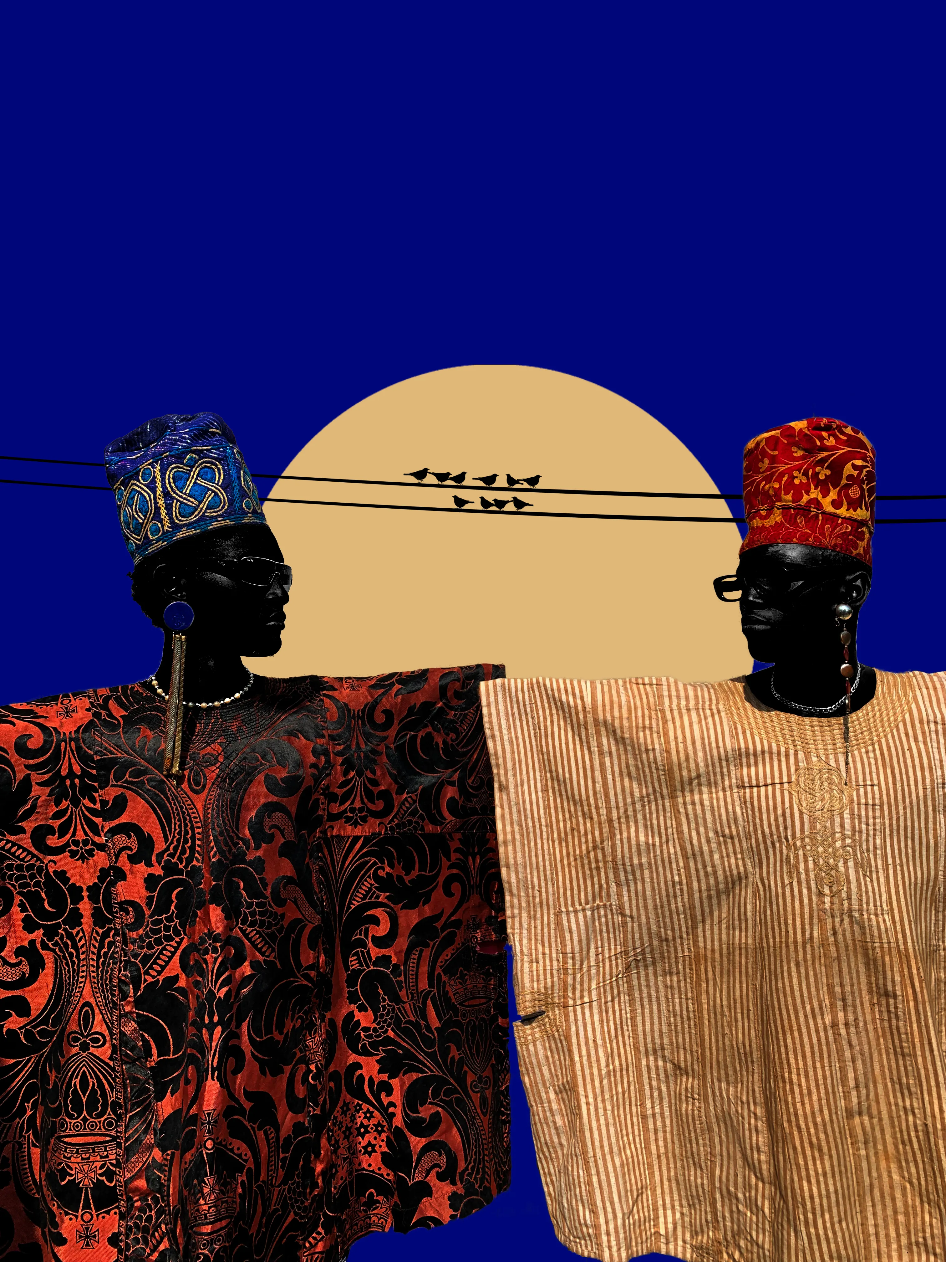 Dashíkí (Space) - In Color and Harmony Series

The Yoruba loaned the word dashiki from the Hausa term dan ciki, which means "underneath”. Dashiki, used to refer to the loose-fitting pullover, a functional work tunic for men, comfortable enough to wear in the heat.  
The Dashiki moved beyond style to functionality.

This collection features unique pieces from an imaginative state of a colorful and harmonious world Exploring beings who significantly is wearing African motifs and patterns, heavy jewelries and vibrant colors. Dressed up to identify indifference.