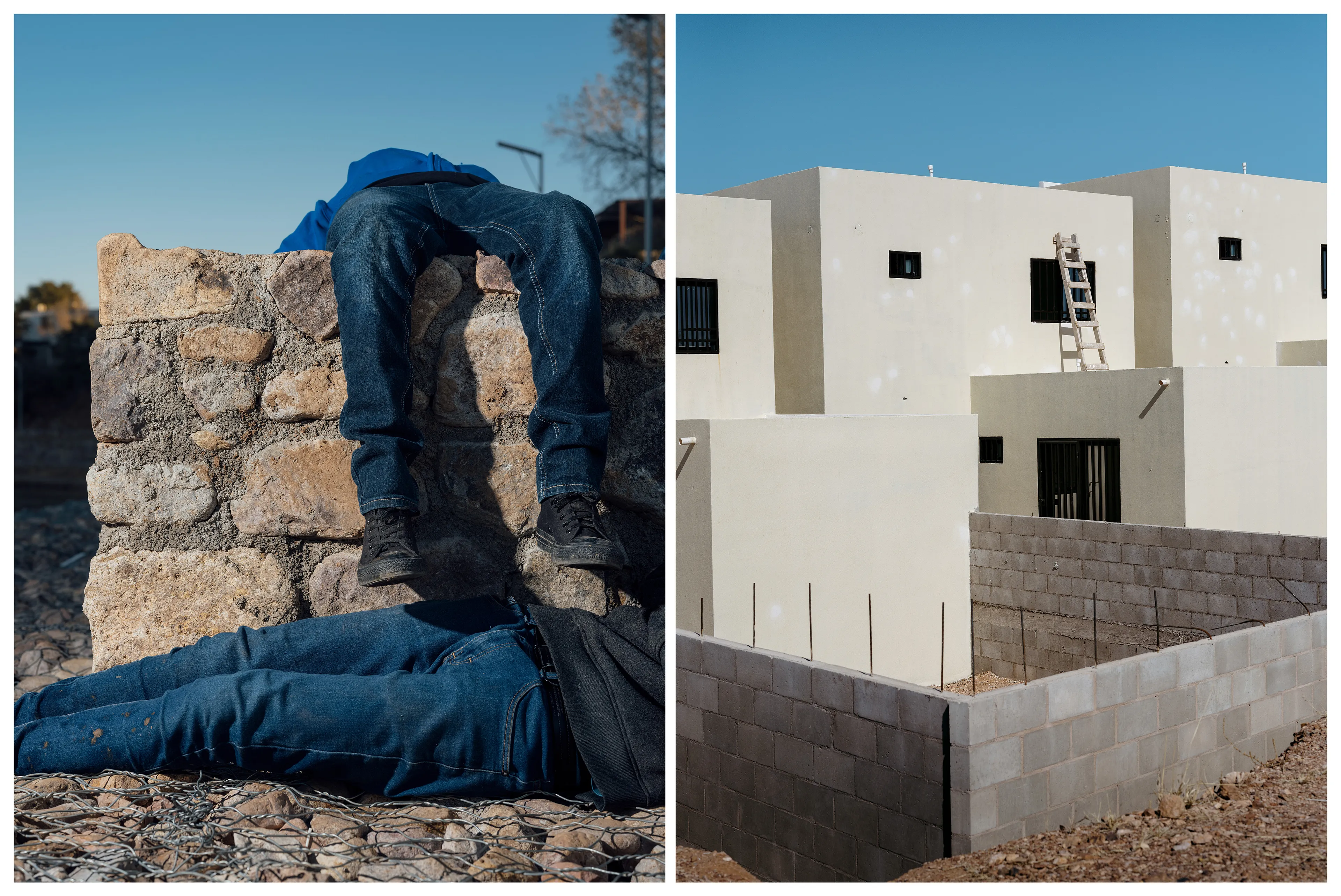 Ficciones #10 by Carolyn Drake and Andres Gonzalez

Ficciones is a collaborative project made by Carolyn Drake and Andres Gonzalez along the US Mexico border. We have been partners in life and work since we met in grad school in 2003. Our family histories can be reduced to familiar stories. Andres’ extended family migrated from Mexico to California over a period of decades, settling in the San Francisco Bay. Carolyn also has roots in California – European farmers who migrated West along the Oregon trail in the 19th century. We have both fought, and at times failed, to defy the stereotypes we fit into. And while we are repeatedly confounded by the ways our differing cultural backgrounds shape our behaviors, the next moment we are confounded by the ways we thwart them. The differences draw us together, but they are also a source of struggle, something we are constantly hashing out.

The visual pairings we are making across the border reflect that struggle: to find balance, to relate, and to defy the expectations of our own storyline. We make pictures together yet apart, looking at almost the same things at almost the same time. We are drawn to the ways identity is negotiated in the borderlands – people and towns and waterways that are part one and part the other, perpetually divided and crossing between. The title Ficciones is a reminder that the border itself is not a natural condition; it is an imagined concept – albeit one that occupies physical, political, and psychological space. For the Magnum x Obscura Commission we worked in small towns on both sides of the border between Nogales and Brownsville/Matamoros.

Edition: 1 of 1

Commissioned by Obscura
