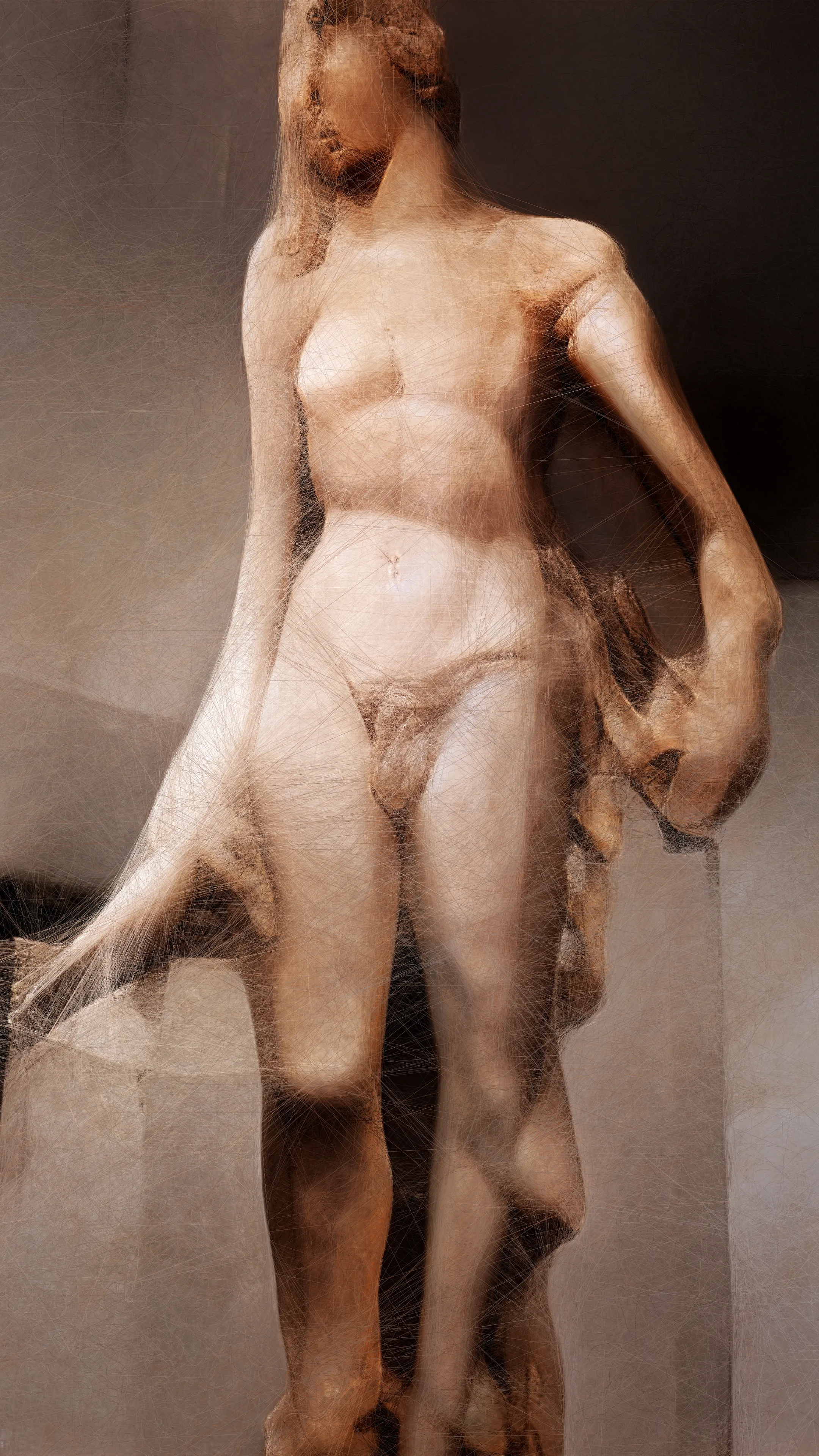 For these GAN-generated AI Data Paintings, Refik Anadol Studio used machine intelligence to filter more than 100.000 photographs of all the Renaissance sculptures created between 1300-1600. Artificial intelligence learns and recreates visual textures that are emblematic of the stone and metal textures of Renaissance sculptures. As the machine re-imagines these historical works of powerful imagination, elevated craftsmanship, and distinguished acumen, these dynamic visuals change their shapes and colors, representing unique, immersive walks through the machine’s latent data universe.