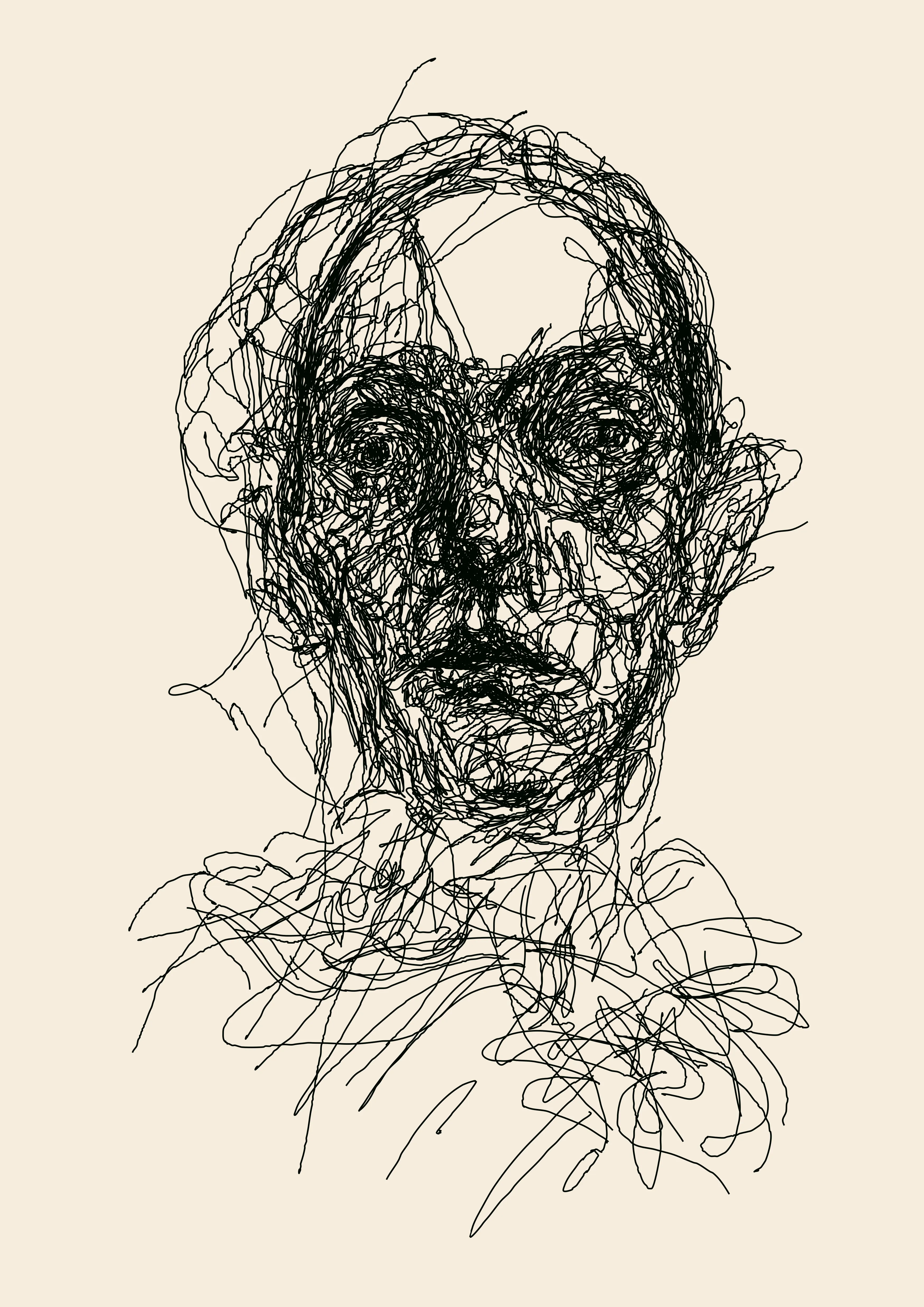 Series Description:  
Human drawings that trigger AI grief interpretations. Each NFT is the original input drawing that generates 4 physical AI replications exploring different stages of mourning. Using a 1991 Paintbox system connected to trained AI, the digital original becomes the source for physical copies—reversing the traditional relationship between original and reproduction. The human drawing captures raw emotion; the AI machine creates physical interpretations that process grief through algorithmic understanding.  
5 Stages Concept:  
One human drawing (the NFT) triggers four AI physical outputs that interpret grief through machine learning—moving from initial recognition through deeper emotional processing states, creating a human-AI dialogue about loss and mourning.