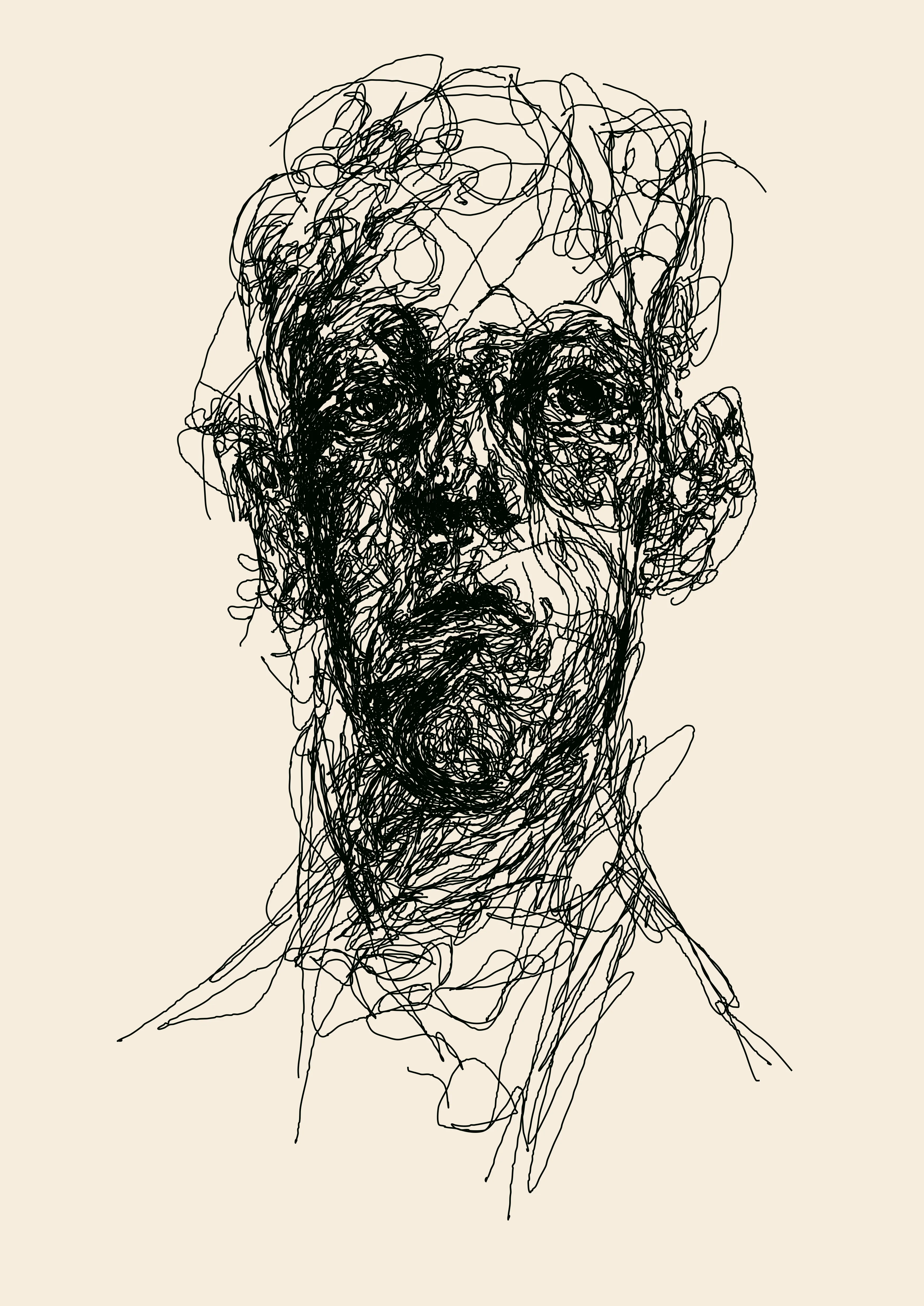 Series Description:  
Human drawings that trigger AI grief interpretations. Each NFT is the original input drawing that generates 4 physical AI replications exploring different stages of mourning. Using a 1991 Paintbox system connected to trained AI, the digital original becomes the source for physical copies—reversing the traditional relationship between original and reproduction. The human drawing captures raw emotion; the AI machine creates physical interpretations that process grief through algorithmic understanding.  
5 Stages Concept:  
One human drawing (the NFT) triggers four AI physical outputs that interpret grief through machine learning—moving from initial recognition through deeper emotional processing states, creating a human-AI dialogue about loss and mourning.