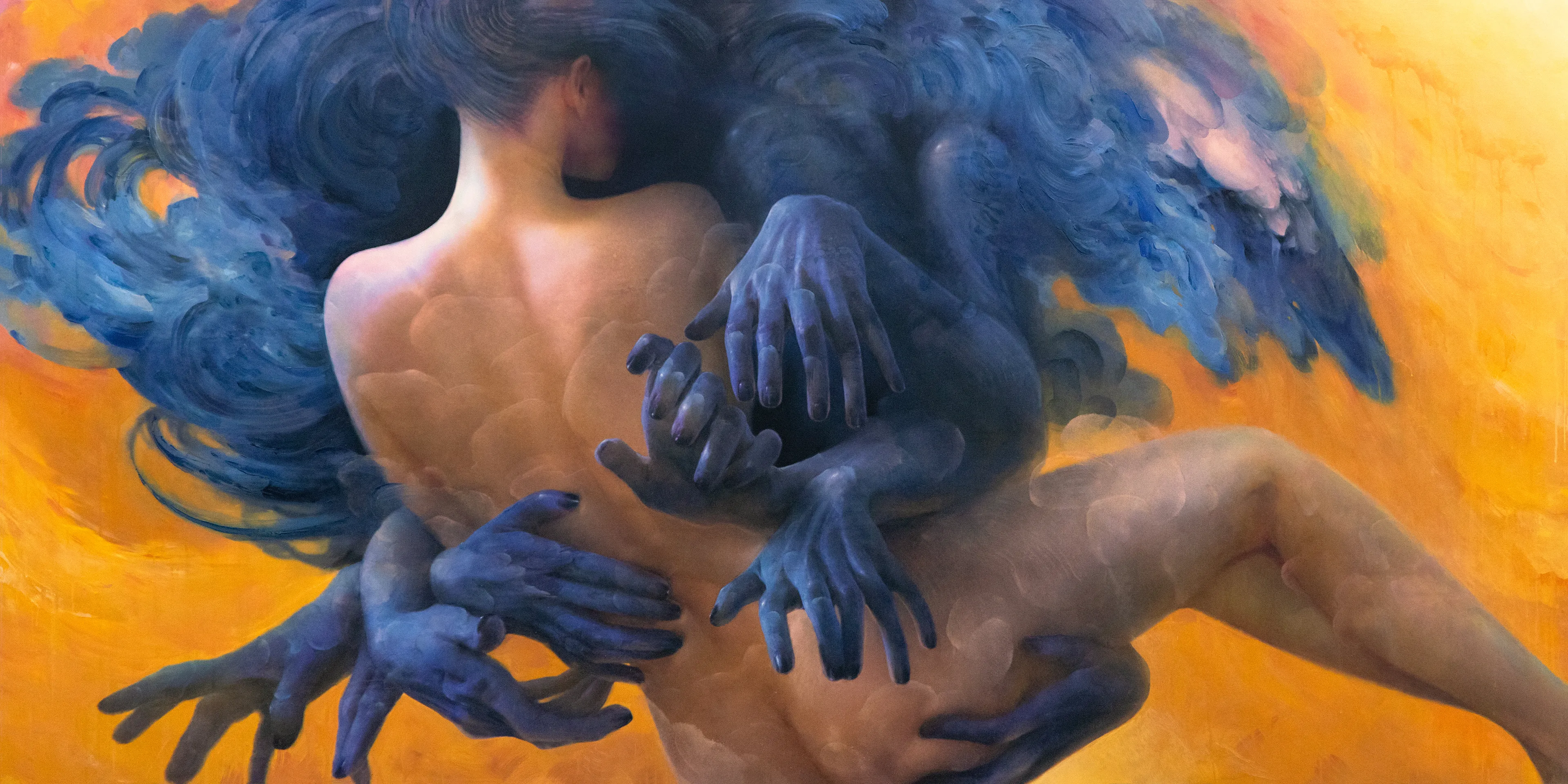 In 'Philophobia,' the painting delves into the intricate emotions surrounding the fear of love and intimacy. It vividly portrays the emotional transformation from love to fear, emphasizing the internal turmoil that arises when the longing for affection becomes an overwhelming source of apprehension. This artwork offers perspective on the complex emotions tied to the fear of getting too close, ultimately reminding us that love, while beautiful, can also be a source of profound apprehension.

In creating this painting, Jenni aimed to expand her artistic techniques beyond digital art and blend them with physical methods. She started digitally, then transferring the piece onto a large canvas (250x125cm). Her goal was to seamlessly integrate the mediums of digital and traditional painting, enhancing the piece with additional details and textures using acrylic paint. The physical artwork is included in the initial NFT sale.

Mixed Media || JPG