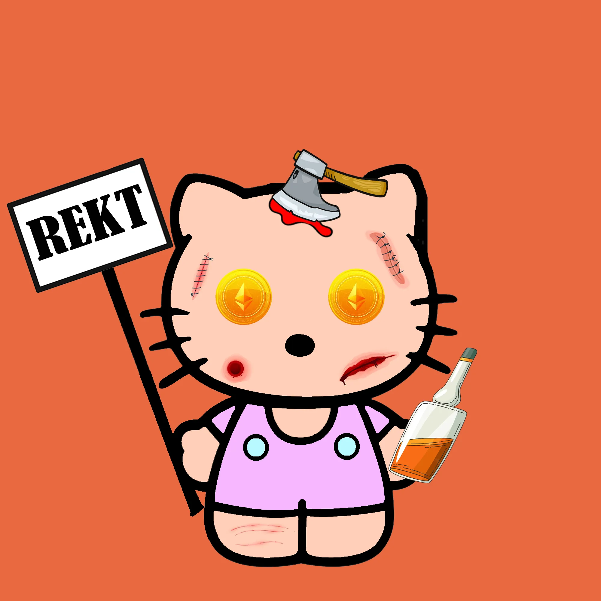 Hello Rekt Kitty is here to get Rekt. CC0 - No Roadmap - No Discord - Just Kitties getting Rekt.