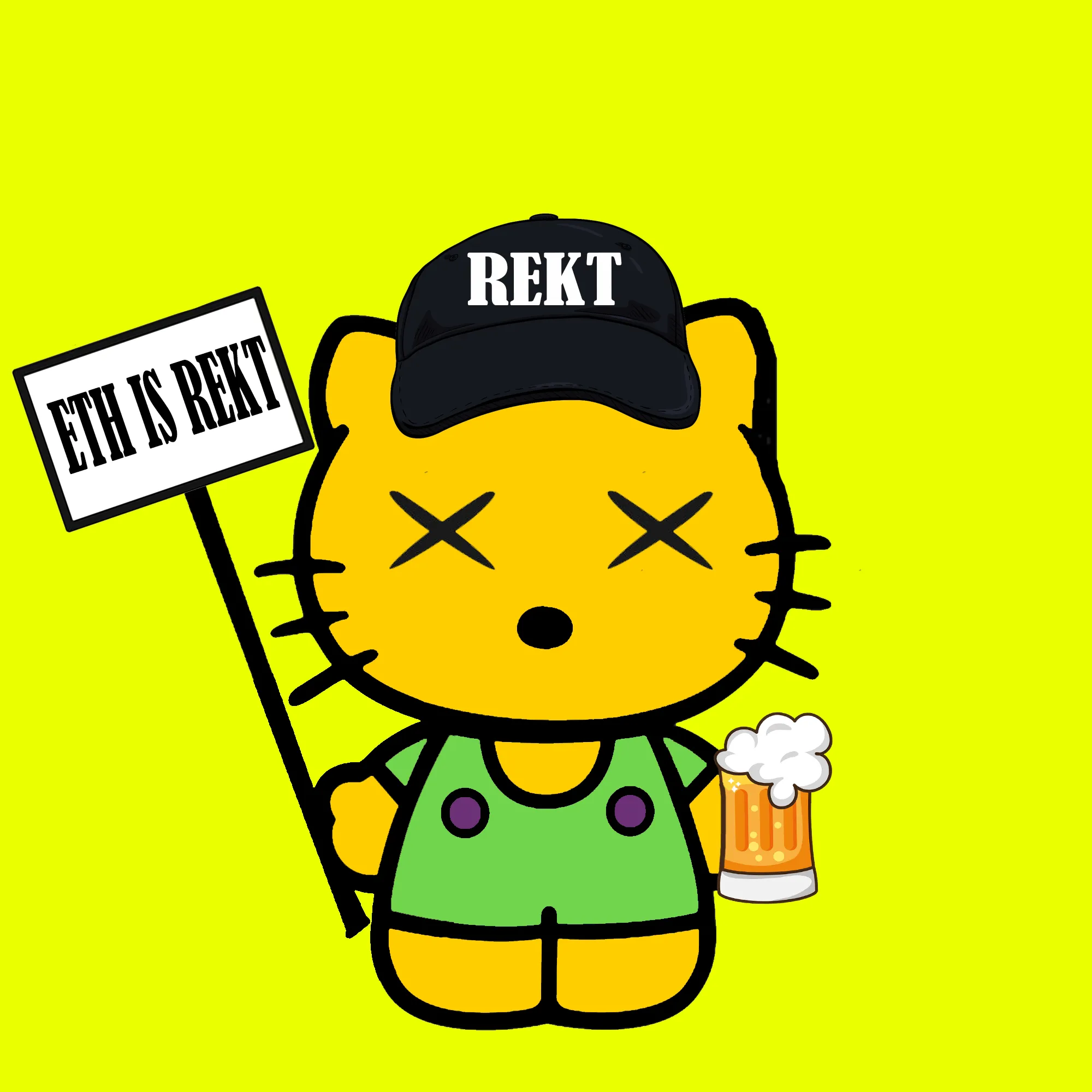 Hello Rekt Kitty is here to get Rekt. CC0 - No Roadmap - No Discord - Just Kitties getting Rekt.