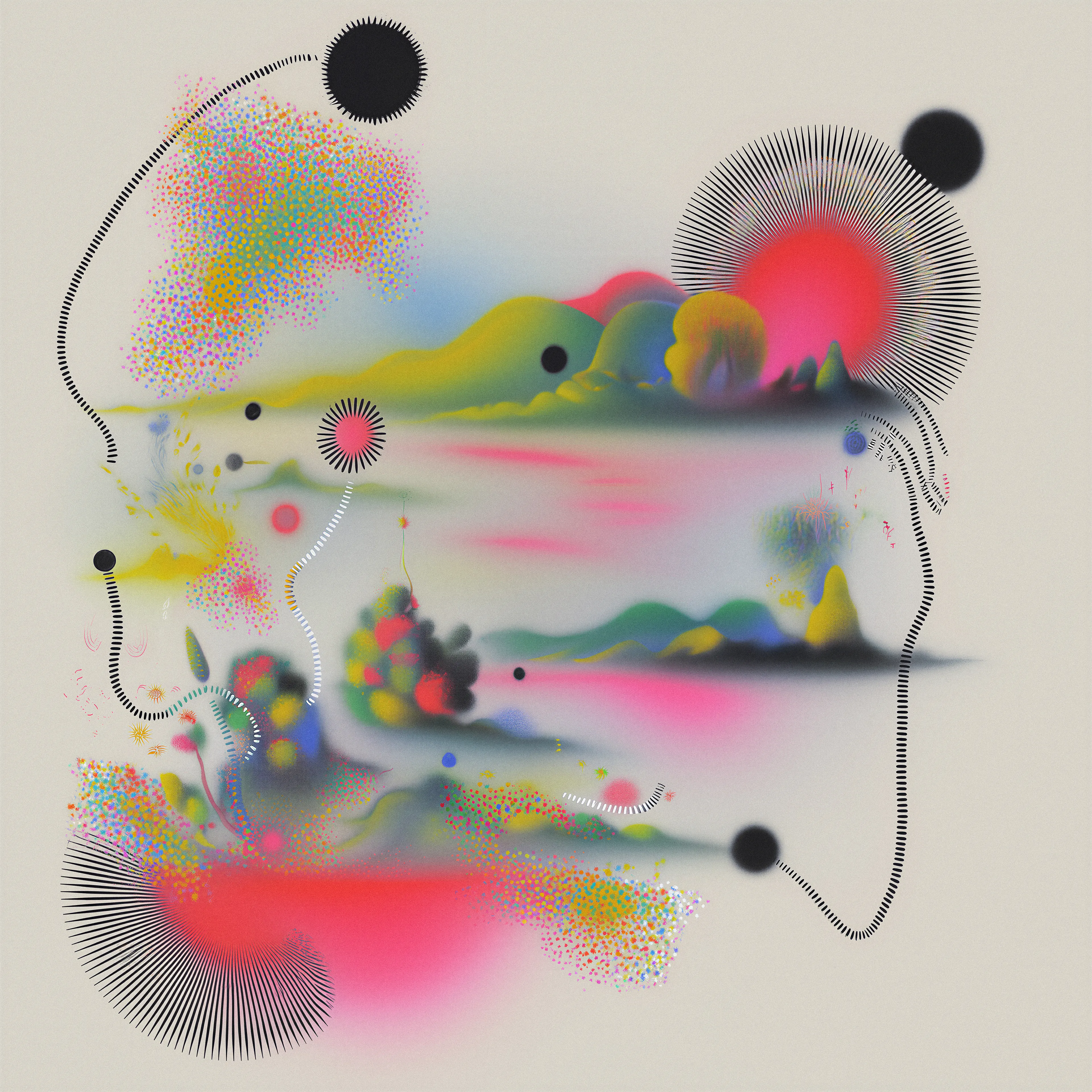 The letter arrived on a Tuesday, which was strange because my wife had been dead for three years and the handwriting was unmistakably hers.

*Come to the field behind the old train station. Wait until the black suns appear. Don't be afraid.*

I made myself a cup of coffee and read it again. Then I fed the cat, washed my cup, and drove to the station.

---

The field was nothing special. Tall grass, some forgotten farming equipment rusting near a collapsed shed. The kind of place you pass a thousand times without seeing. I stood there for two hours, watching clouds move across a pale sky, feeling foolish.

Then the light changed.

It didn't happen all at once. The sun seemed to lose interest in its job. Colors began separating from things—bleeding upward from the grass, the trees, the distant hills—rising like steam. Pink and yellow and a green so bright it hurt. They gathered into clouds of tiny particles, drifting.

The black suns came next.

They weren't really suns. They were holes, maybe. Perfectly round absences in the fabric of the afternoon, each one surrounded by thin radiating lines like the legs of a hundred spiders. They floated at different heights, some close enough to touch, others far off near what had been mountains but were now just soft shapes losing their definition.

"You came," said someone beside me.

She wasn't my wife. She looked like my wife, the way a song sounds like another song—same melody, different key. Her edges were soft, uncertain.

"I got your letter," I said.

"Not my letter. *Her* letter. She asked me to send it, before she crossed over."

"Crossed over to where?"

The woman who wasn't my wife gestured at the dissolving landscape, the particle clouds, the black suns watching us like patient animals.

"Here. The place where everything that ends goes to begin again. She works in the color fields now. Sorting the pinks. She always liked pink."

I remembered this. How she'd painted our bedroom wall three different shades before settling on one called *Morning Blush*. How she'd cried when the hardware store discontinued it.

"Can I see her?"

"You're seeing her now. Look."

She pointed to a cloud of particles drifting past—confetti made of light, pinks and corals swirling together. For a moment, I thought I saw a shape in it. A gesture I recognized. The way she used to push hair from her face while reading.

"She wanted you to know she's not lonely here," the woman said. "She was worried you'd think she was lonely."

"I'm the one who's lonely," I said, and my voice came out strange, like it belonged to someone standing very far away.

"Yes. She knows. That's why she sent the letter."

The black suns were drifting closer now, their radiating lines brushing against each other with a sound like wind through dry leaves. One of them passed directly over me, and for a moment I felt nothing—not warmth, not cold, just an absence of feeling so complete it was almost peaceful.

"What are those?" I asked.

"Doors. Or maybe eyes. We're not sure. They were here before we came, and they'll be here after we leave. They don't speak to us."

"Where do they lead?"

"Nowhere. Or everywhere. It depends on what you're looking for."

I watched the colors swirl—my wife's colors, pink and coral and soft magenta, mixing with yellows and greens from other lives, other endings. The landscape had almost entirely dissolved now. Just shapes suggesting mountains, water, trees. A memory of a place rather than the place itself.

"Will I see her again? Really see her?"

"When you're ready to sort colors, you will."

"How will I know when I'm ready?"

The woman smiled. It was almost my wife's smile. Almost.

"You'll stop being afraid of the black suns."

---

I drove home as the real sun was setting. The cat was waiting by the door, annoyed. I fed him, made another cup of coffee, sat in the kitchen with the lights off.

The letter was still on the table. In the darkness, I could almost see it glowing—soft pink, like the bedroom wall, like the clouds of particles, like everything she'd touched and changed and left behind.

I wasn't ready yet. But for the first time in three years, I thought I understood what ready might feel like.

Outside, the stars came out one by one, and I wondered if any of them were doors.

---

*The cat climbed into my lap around midnight. He purred for a while, then stopped and stared at the window with that look cats get when they see things we can't.*

*I didn't ask him what he saw.*

*Some questions are better left for the color fields.*