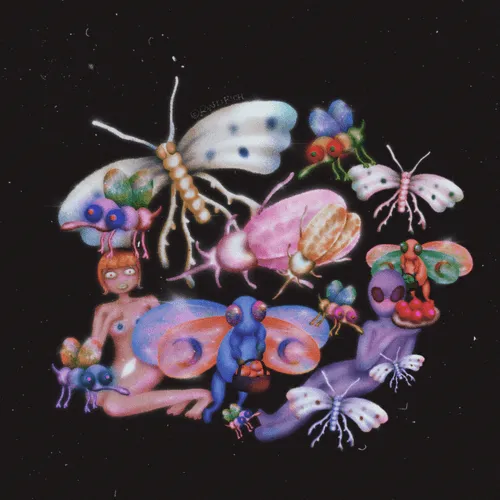 Humans selectively go to ignore the darkness, the eyes are hidden in the plants, a carnival party for the bugs.
