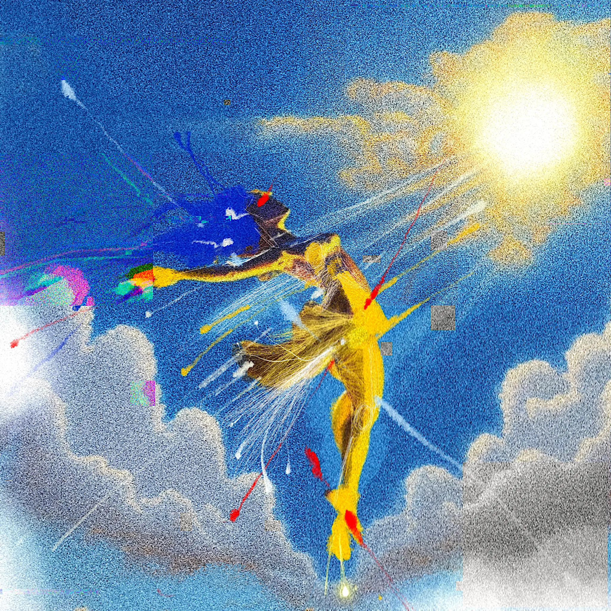 “Never regret thy fall, O Icarus of the fearless flight For the greatest tragedy of them all Is never to feel the burning light.”

— Oscar Wilde

I am burned and I am broken  
Lost to earth and lost to time  
Wracked on such an expanse  
Such an incendairy ecstasy  
Staring into the shining sun


Mixed media: ai x digital painting by Rocketgirl

A signed giclee print is included for all first sales
