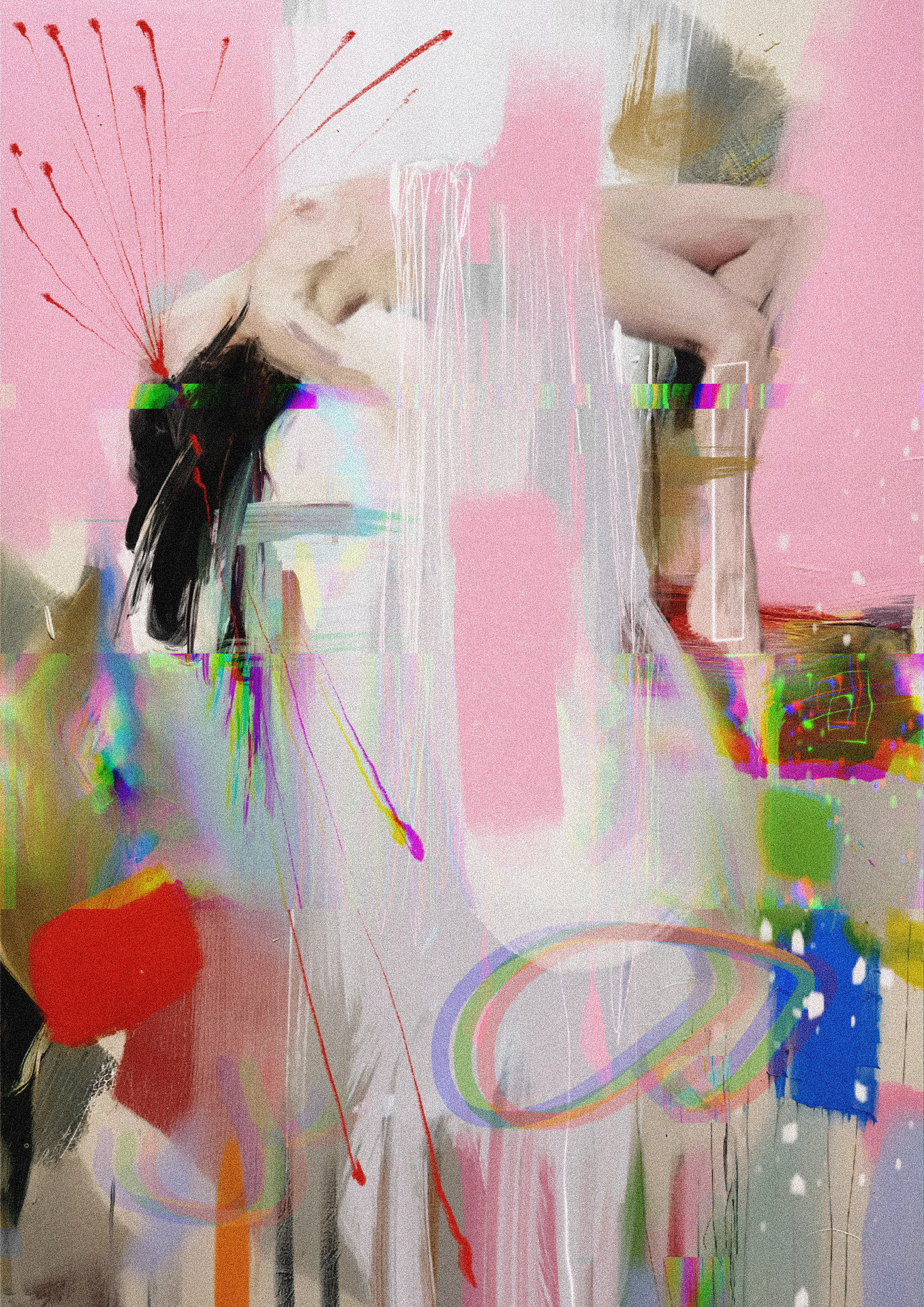 "I've been waiting for a guide to come and take me by the hand

Could these sensations make me feel the pleasures of a normal man?

Lose sensations, spare the insults, leave them for another day

I've got the spirit, lose the feeling

Take the shock away"

(Ian Curtis, Disorder lyrics)

(oil on canvas x ai x collage x digital painting by Rocketgirl)