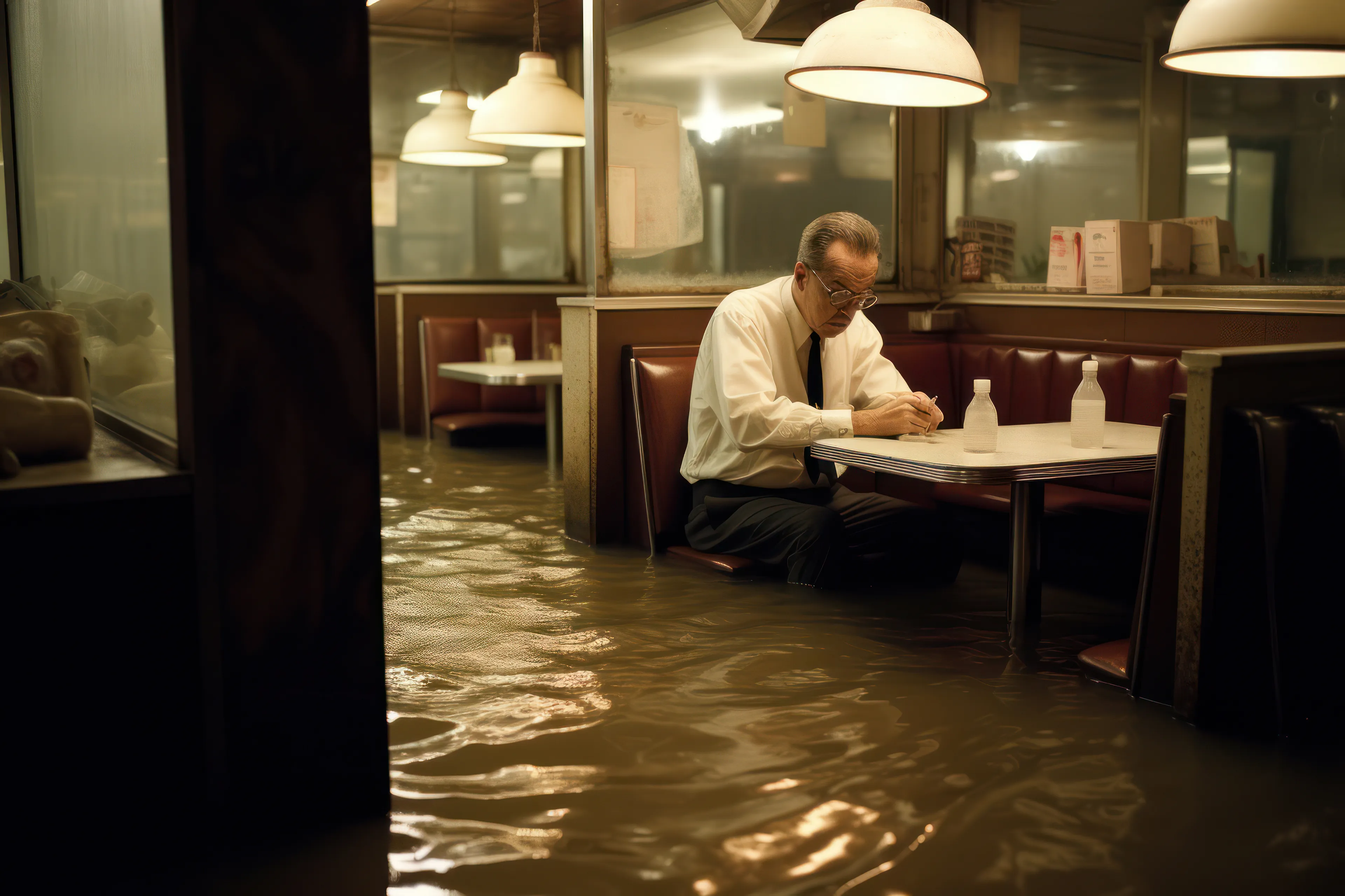 A Synthetic Photography Series Documenting a Fictional Crisis. In the summer of 1996, an unprecedented series of storms unleashed their fury upon New York City, causing widespread devastation. This art collection features 100 AI-generated images exploring stories of humans who don't exist and moments that never happened. BAPTISM questions the nature of truth in photography and invites viewers to reflect on the role of AI-generated imagery in shaping our understanding of history.