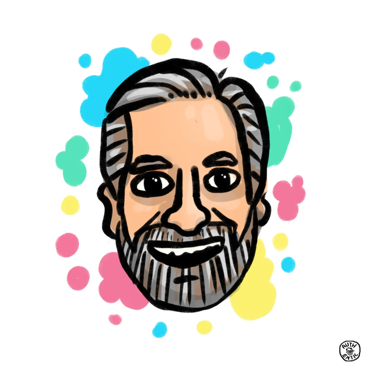 A hand-drawn portrait of the generative master of color.