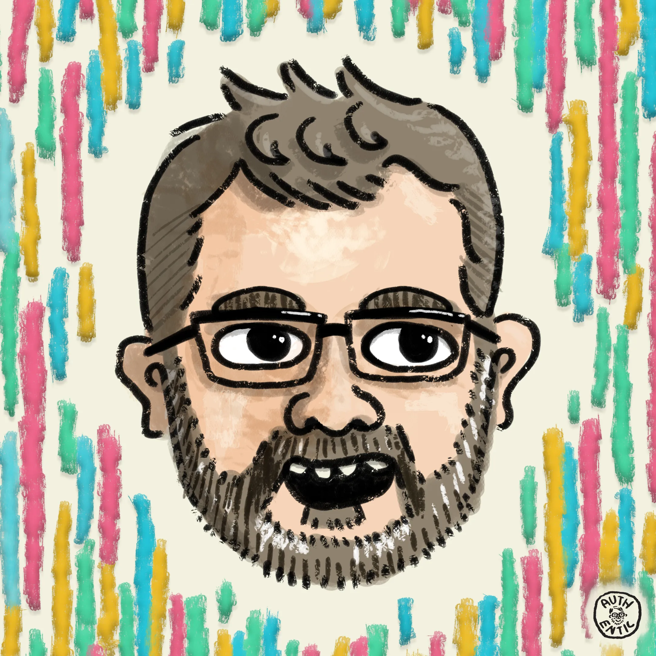 A hand-drawn portrait of the legendary artist and roboticist