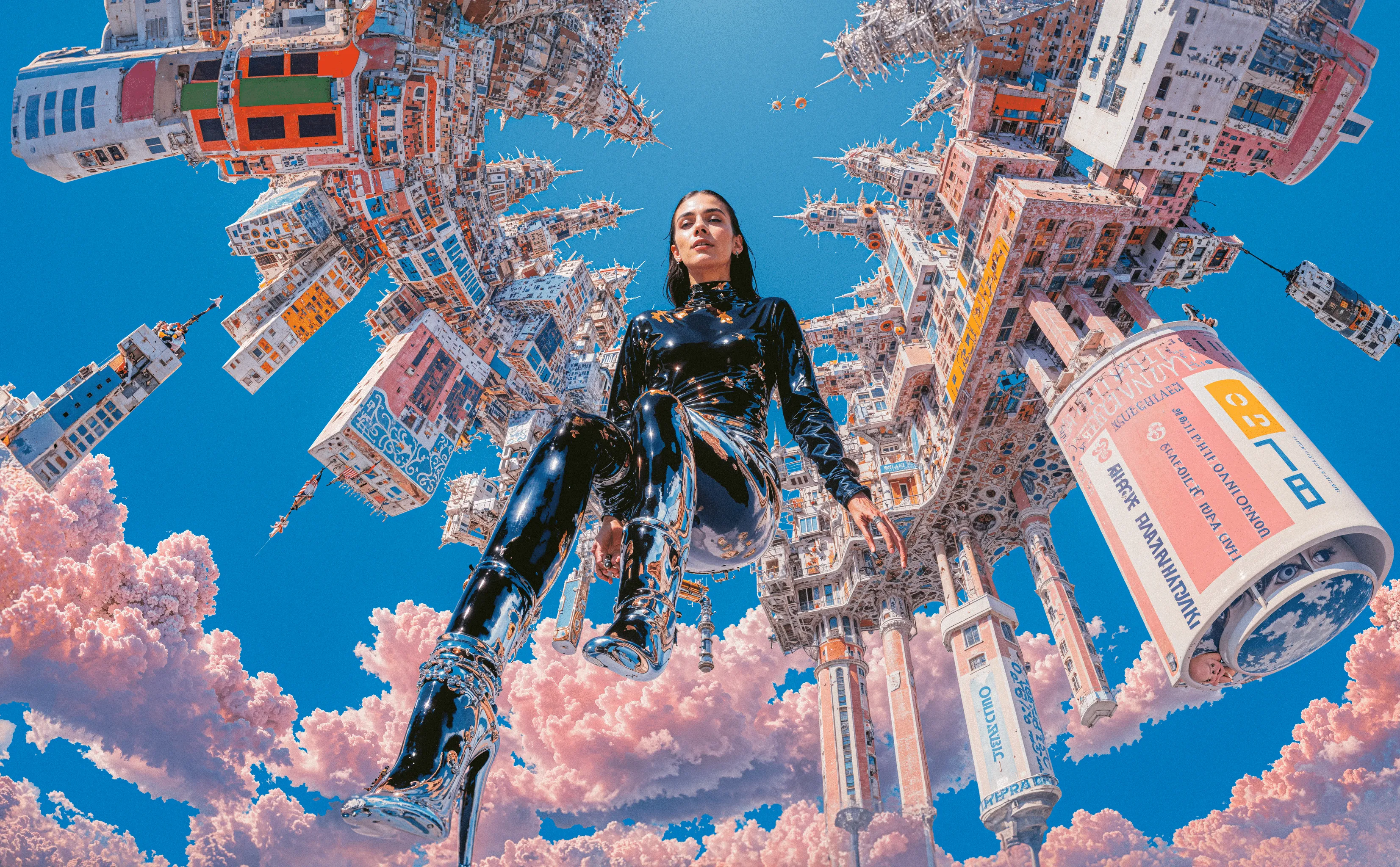 Surreal Sky is a visual mythology born from places that shaped me, the colorful illustrations of Asia, the ancient ruins of the Mediterranean, and the vast deserts of Southwest. Each carries its own kind of faith: one built from ritual and repetition, one from myth and ruin, one from the silence of endless space. These images merge under a single imagined atmosphere, a sky where ancient gods, mythological beasts, cybernetic forms, and skeletal creatures coexist.