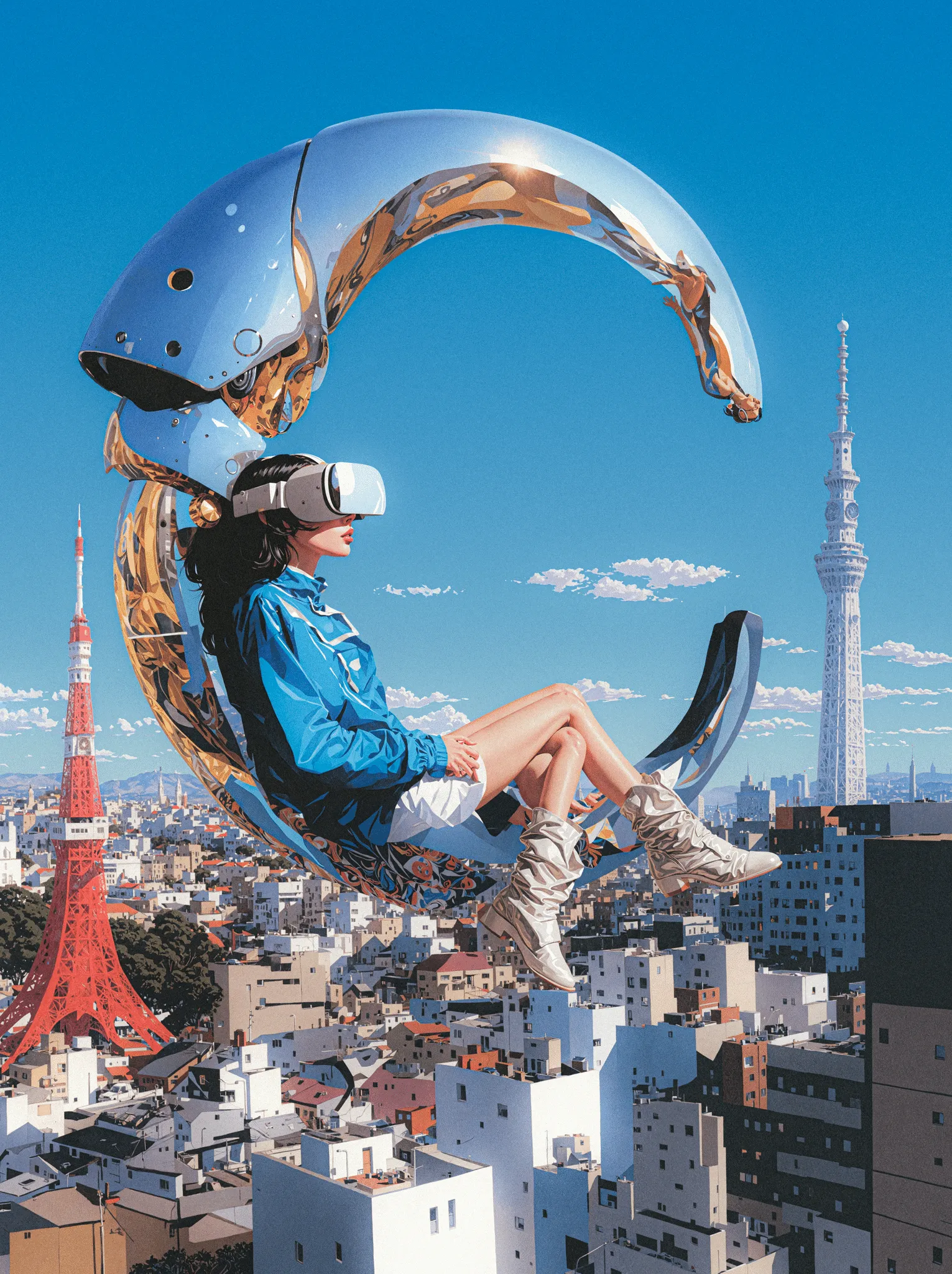 Surreal Sky is a visual mythology born from places that shaped me, the colorful illustrations of Asia, the ancient ruins of the Mediterranean, and the vast deserts of Southwest. Each carries its own kind of faith: one built from ritual and repetition, one from myth and ruin, one from the silence of endless space. These images merge under a single imagined atmosphere, a sky where ancient gods, mythological beasts, cybernetic forms, and skeletal creatures coexist.